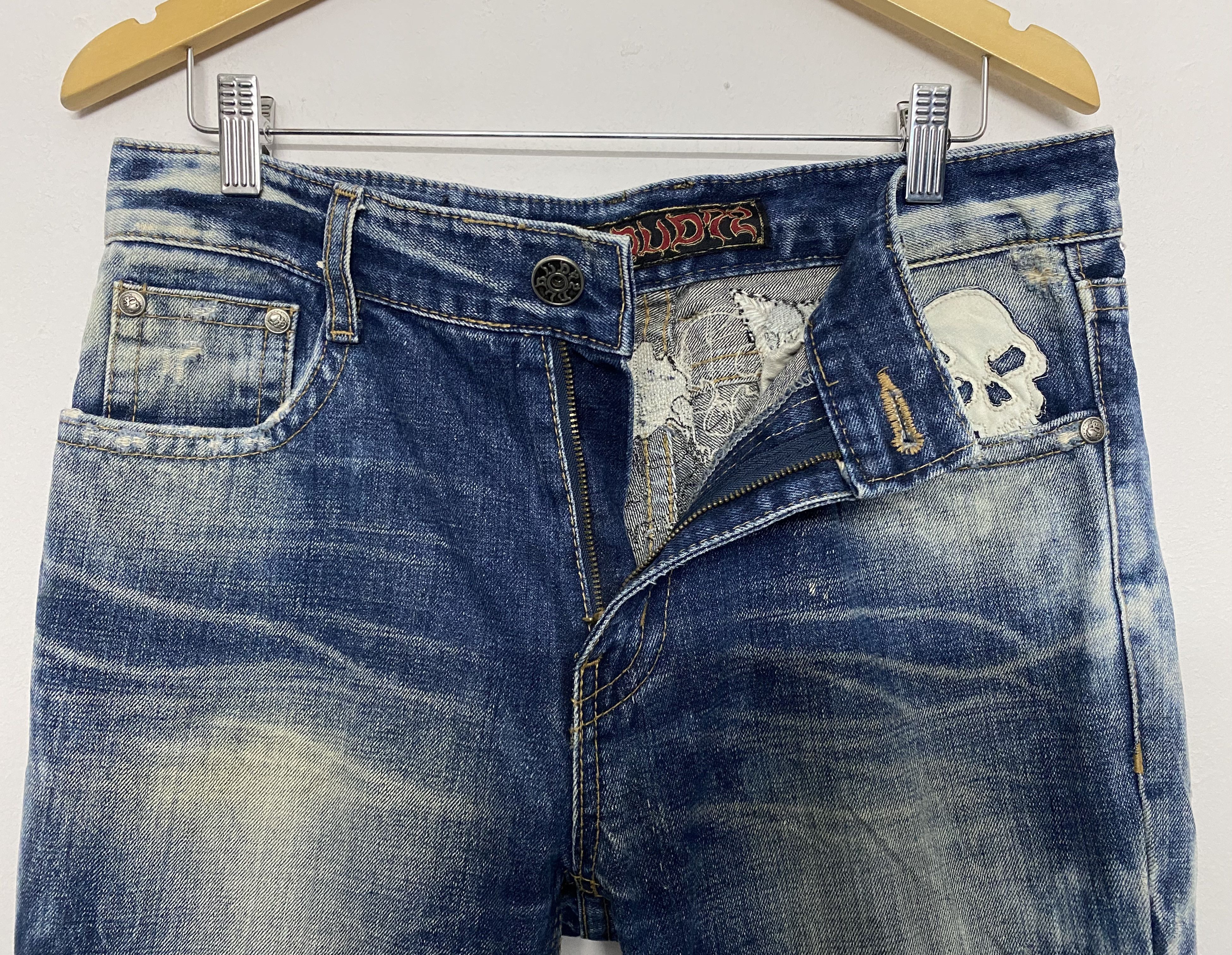 Vintage Cloud 72 Gothic Distressed Denim Jeans Ripped Skull Wing Size US 34 / EU 50 - 10 Thumbnail