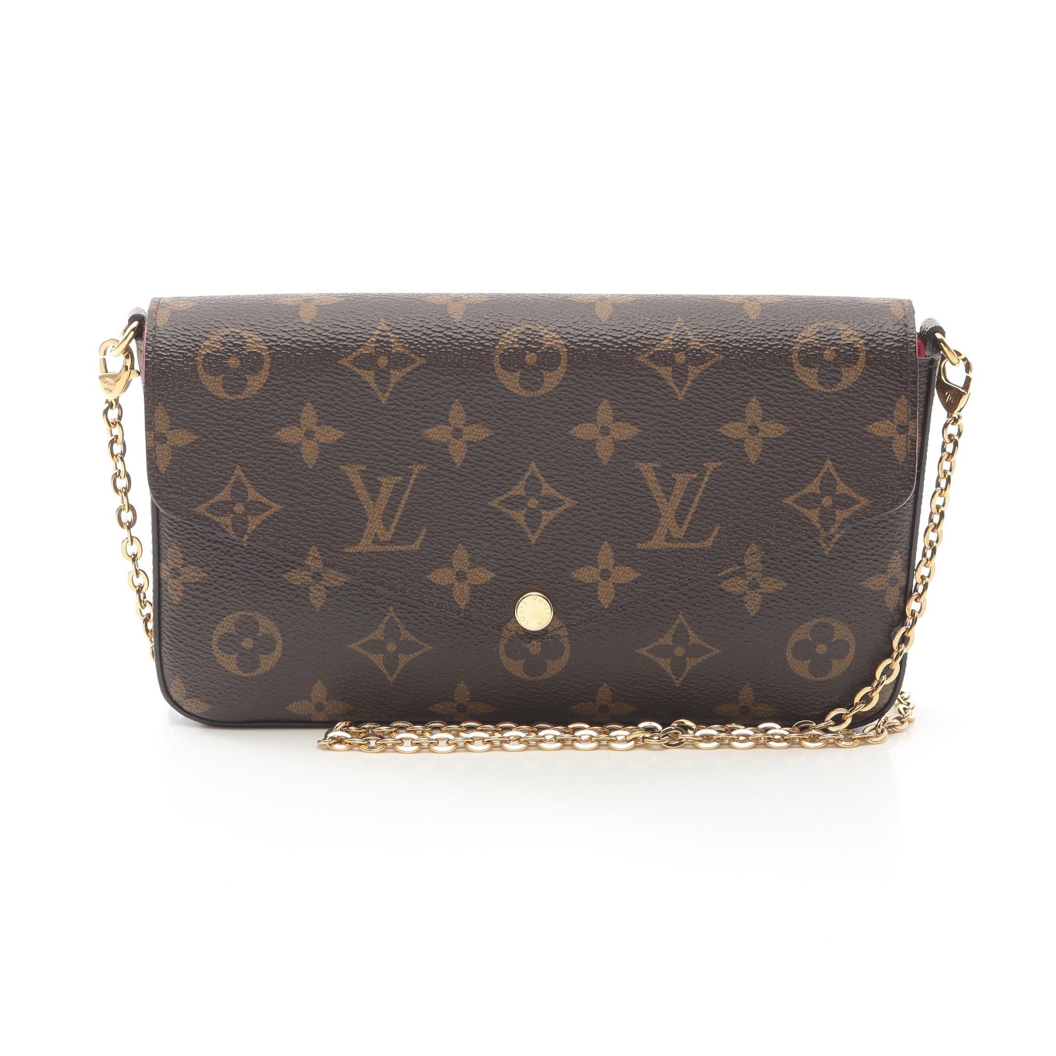 Louis Vuitton Louis Vuitton Pochette Felicie Monogram Fuchsia Chain Wallet Leather Brown Size ONE SIZE - 1 Thumbnail