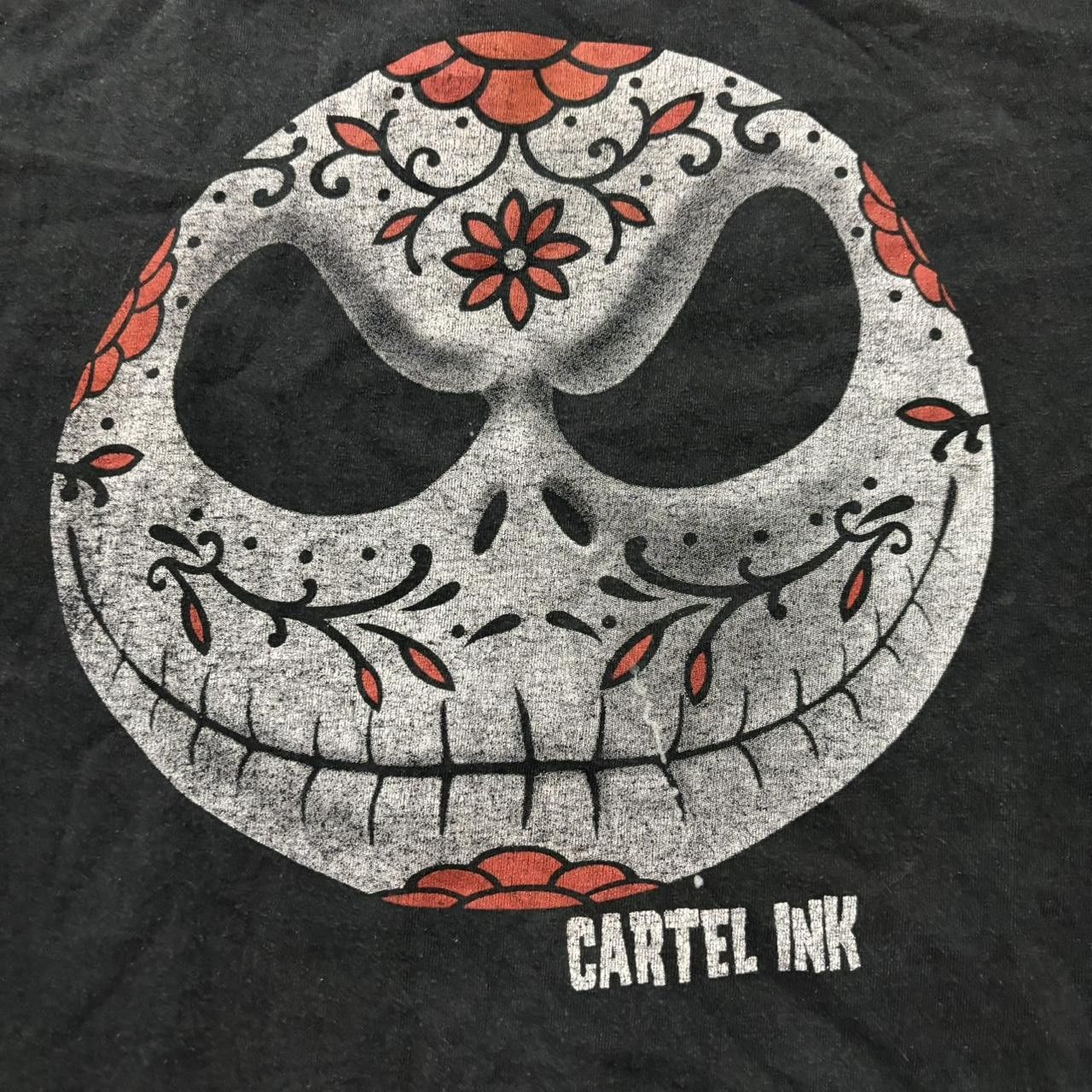 Japanese Brand × Vintage Crazy Vintage Y2K/2000s Faded Cartel Ink Day Of The Dead Skull Graphic Tee! Size US M / EU 48-50 / 2 - 3 Thumbnail