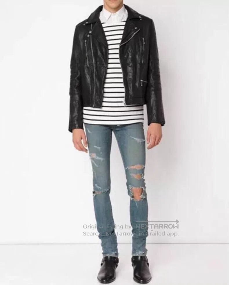 Saint Laurent Paris Saint Laurent Paris Blue Big Destroyed Denim Jeans Size US 32 / EU 48 - 6 Thumbnail