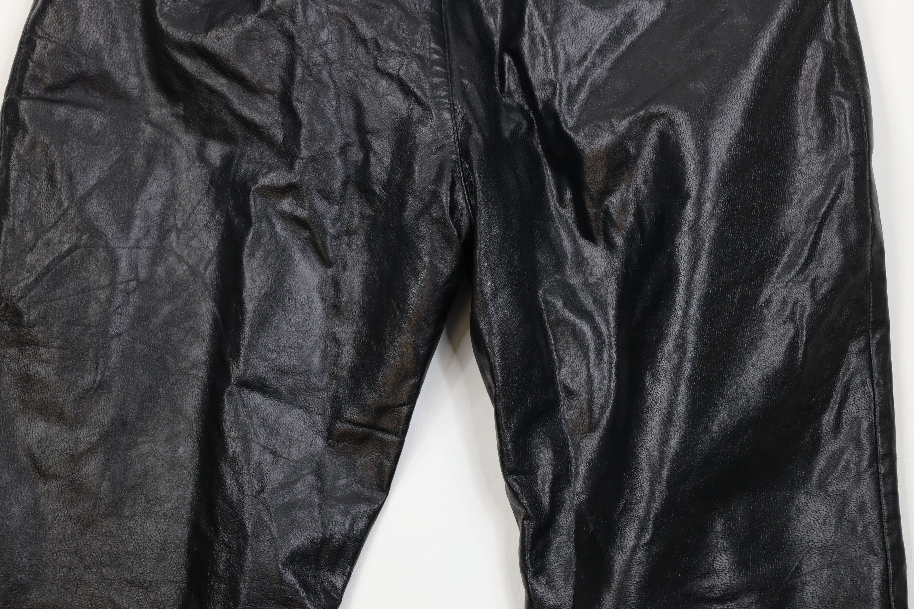 Vintage Vintage 90s Streetwear Flared Wide Leg Leather Pants Size 36" / US 14 / IT 50 - 12 Thumbnail