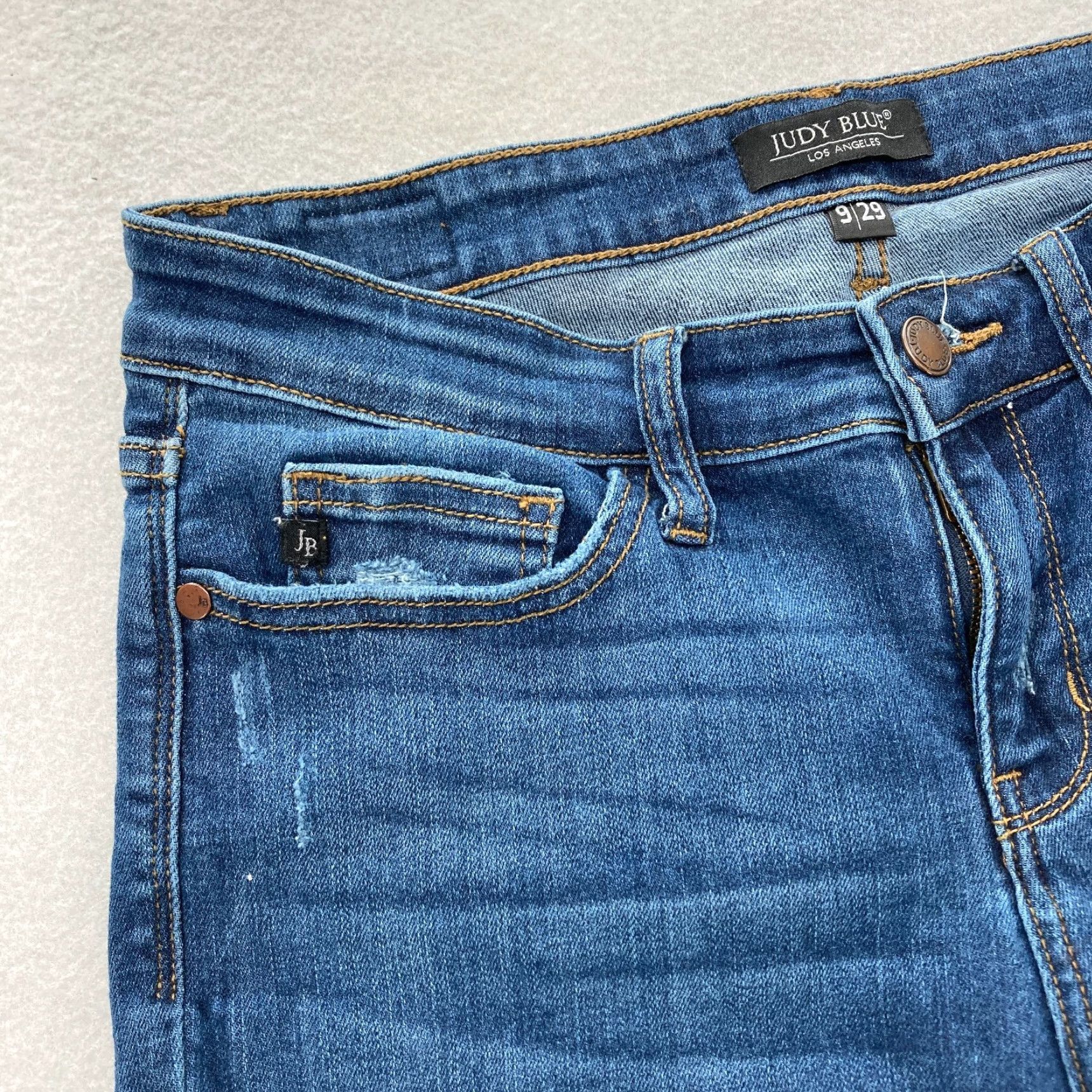 Denime Judy Blue Jeans Women's 9/29 Skinny Fit Cuffed Dark Wash Blue Stretch Denim Jeans Size 29" - 4 Thumbnail