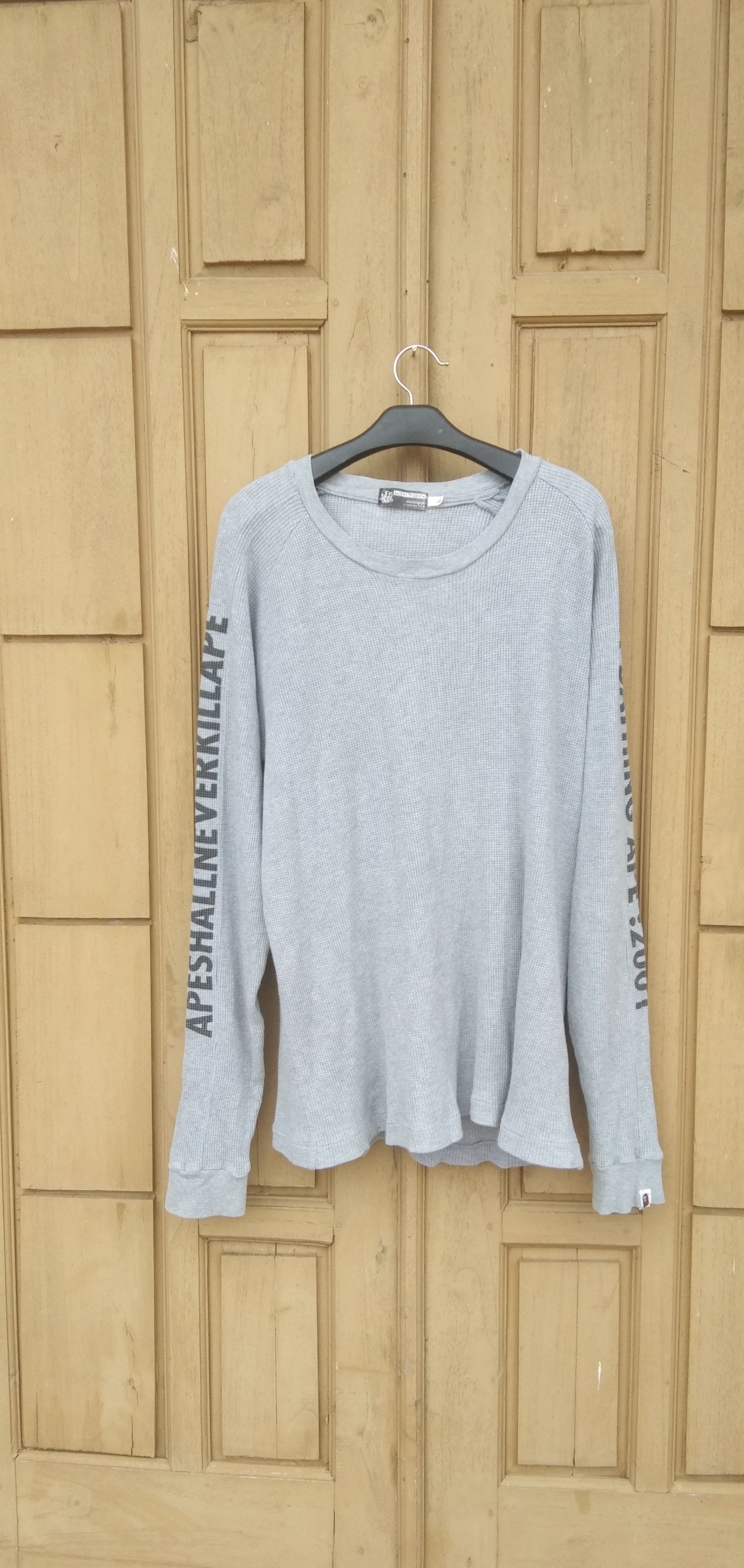 image of Bape x Vintage 2001 Thermal Long Sleeve Tee in Grey, Men's (Size Large)