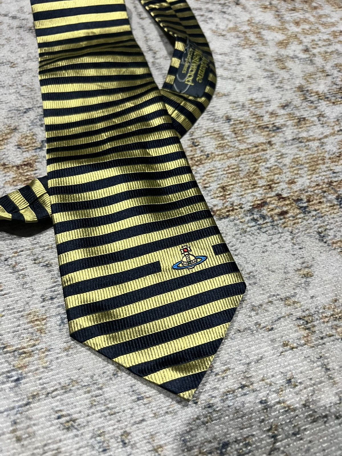 Vivienne Westwood Vivienne Westwood Striped Black Gold Tie Size ONE SIZE - 3 Thumbnail