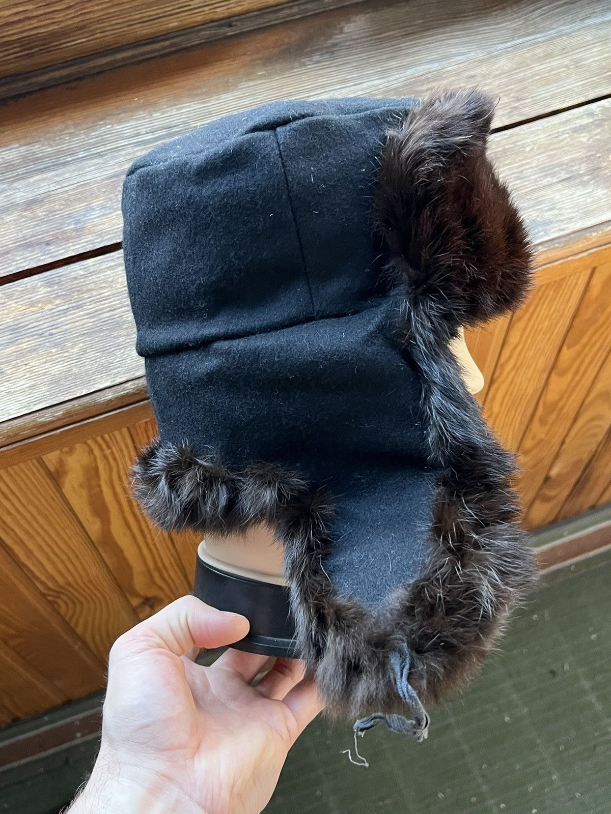 Leather Ushanka Y2K Trapper Hat Furry Mohair Fuzzy Fur Hat Size ONE SIZE - 21 Thumbnail