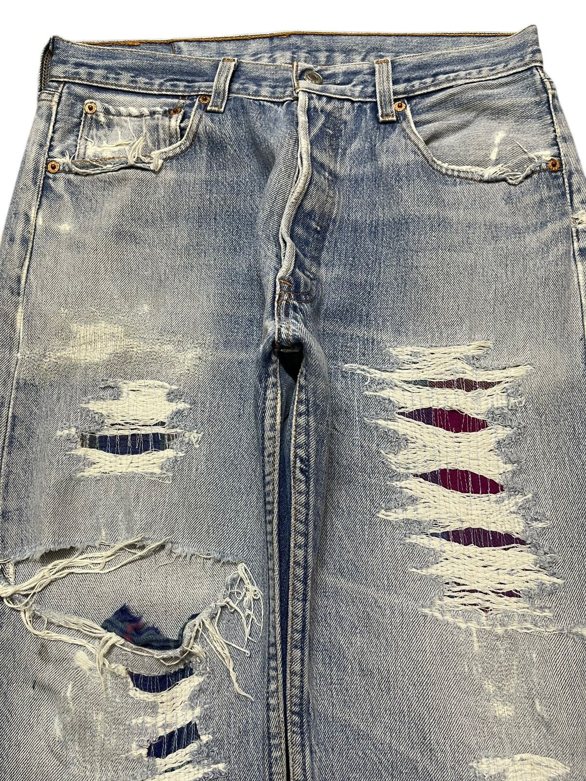 Levi's Vintage 90s Levis 501xx Faded Wash Distressed Style Jeans Size US 31 - 3 Thumbnail