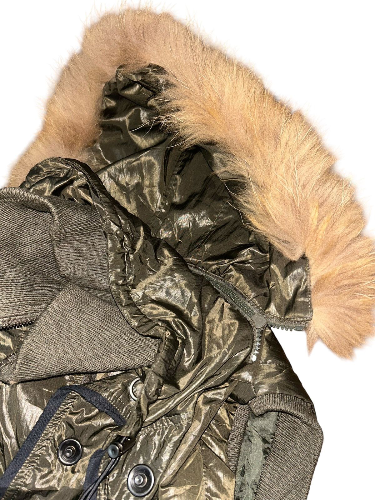 20471120 Blue Jam Shiny Puffer Vest Faux Fur Trimmed Hood Size S / US 4 / IT 40 - 9 Thumbnail