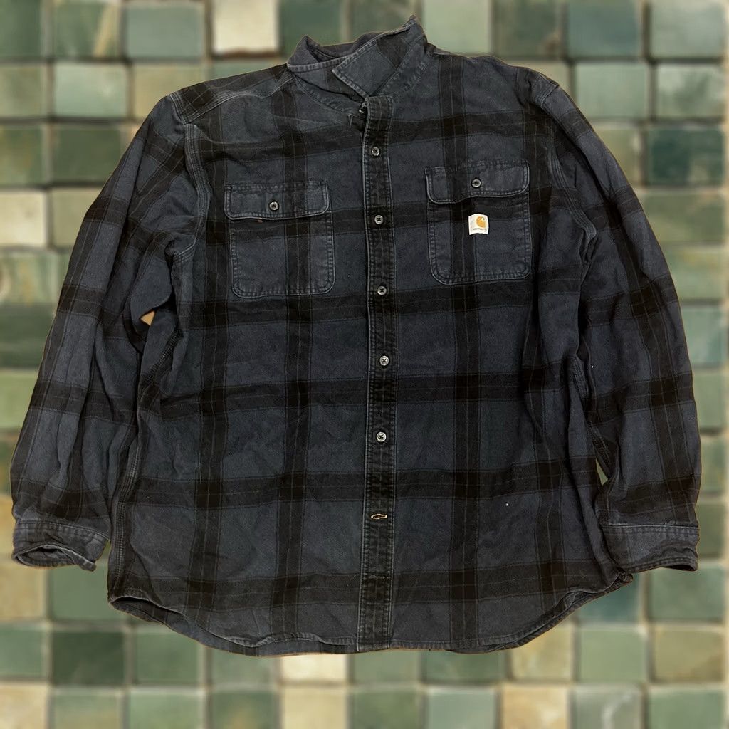 Carhartt VINTAGE Carhartt Loose Fit Heavy Flannel Shirt XL Blue Plaid Men Size US XL / EU 56 / 4 - 1 Thumbnail