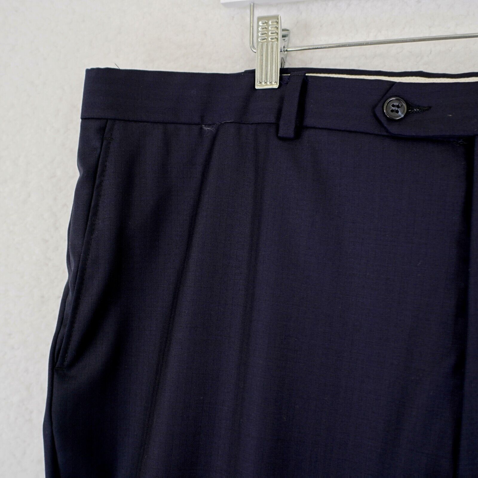 Hart Schaffner Marx Hart Schaffner Marx Gold Trumpeter 42/26 Wool Blue High Rise Size 42S - 2 Thumbnail