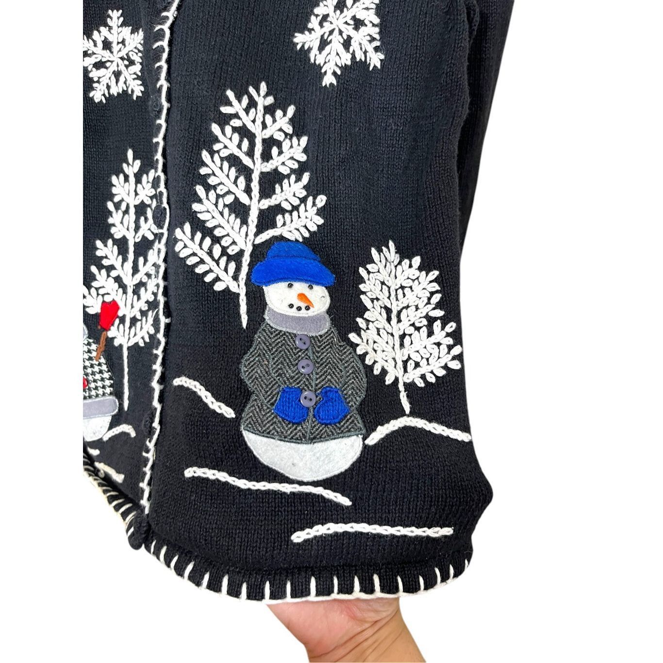 Other Vintage Designers Originals Studio Black Christmas Cardigan Size S / US 4 / IT 40 - 2 Thumbnail