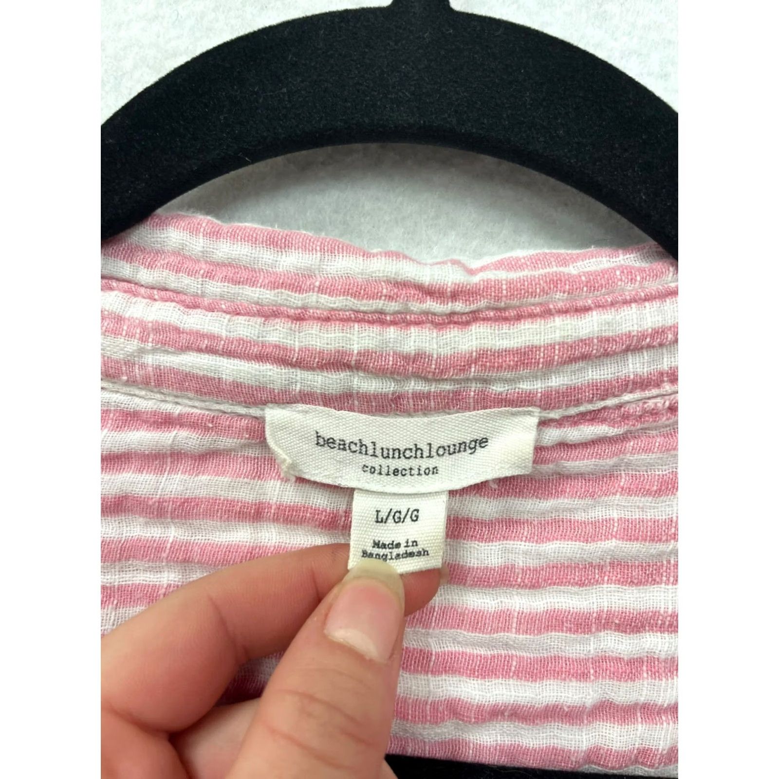 Pinko VINTAGE Beachlunchlounge Shirt Womens L Pink White Striped Button-Up Cotton Blouse 6063 Size L / US 10 / IT 46 - 4 Thumbnail