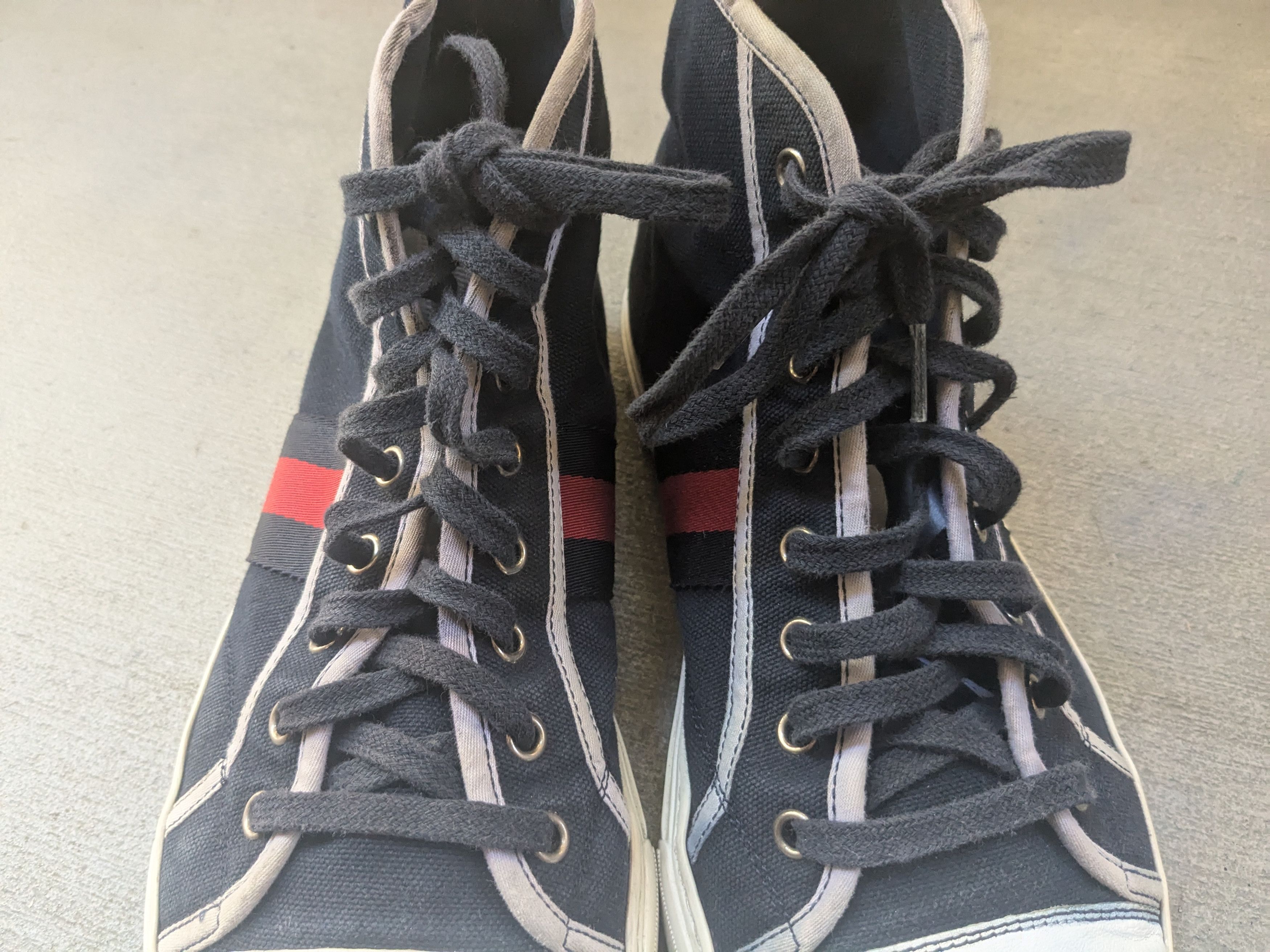 Gucci Gucci Sneakers Navy Blue 9.5 Canvas High Top Leather Size US 9.5 / EU 42-43 - 5 Thumbnail
