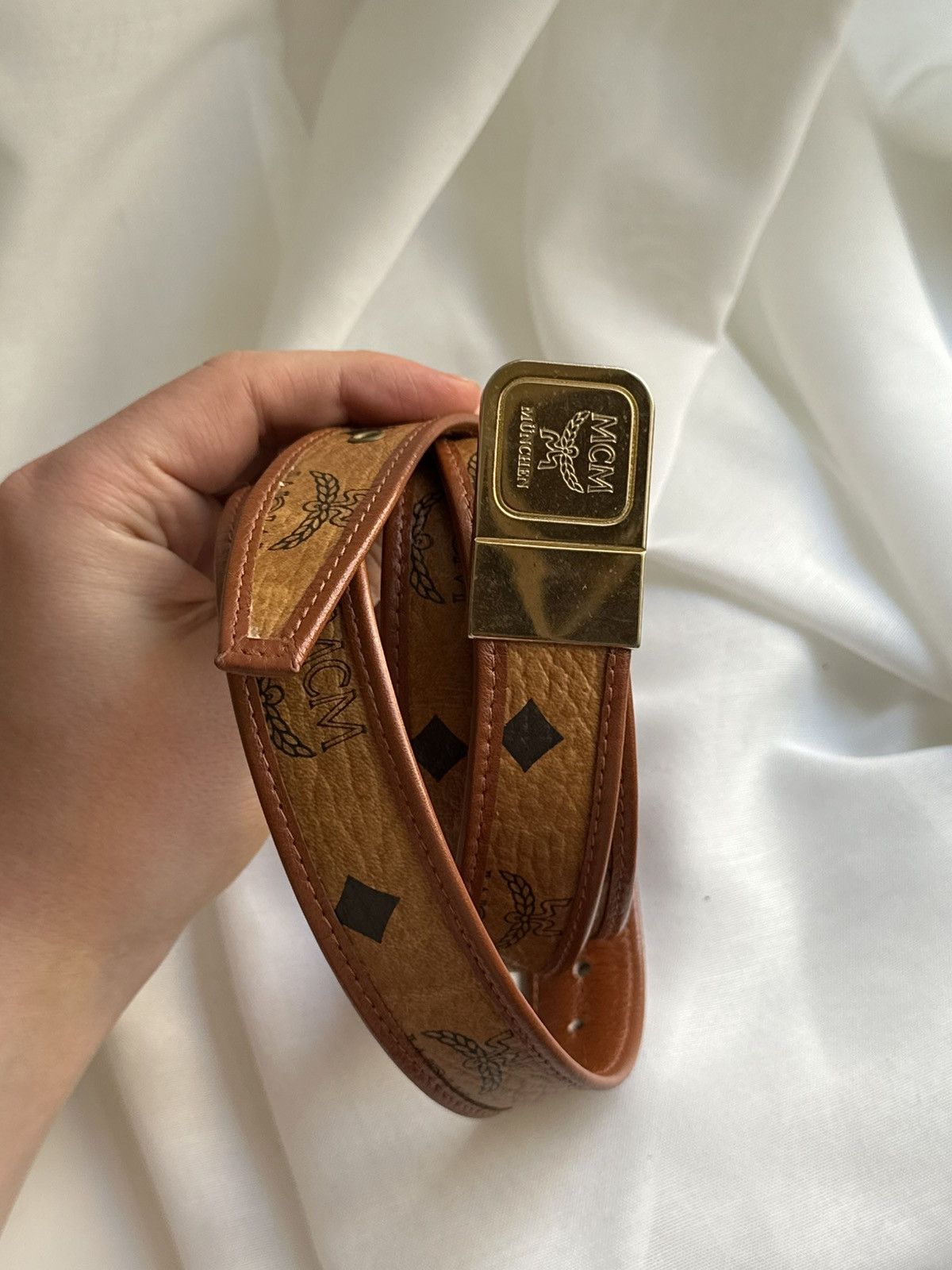 MCM MCM Vintage Rare Luxuru Old Money Brown Leather Belt Size 38 - 8 Thumbnail