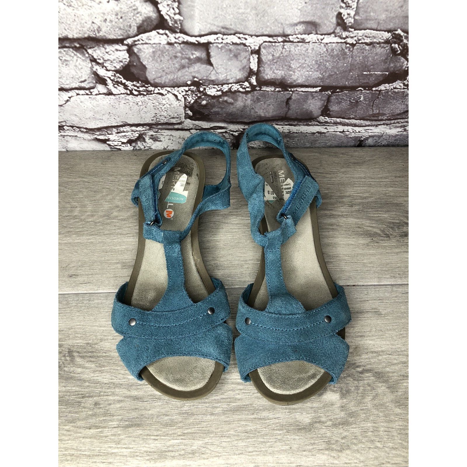 Merrell Merrell Revalli Dragonfly Blue Teal Leather Strappy Wedge Sa Size US 7 / IT 37 - 2 Thumbnail