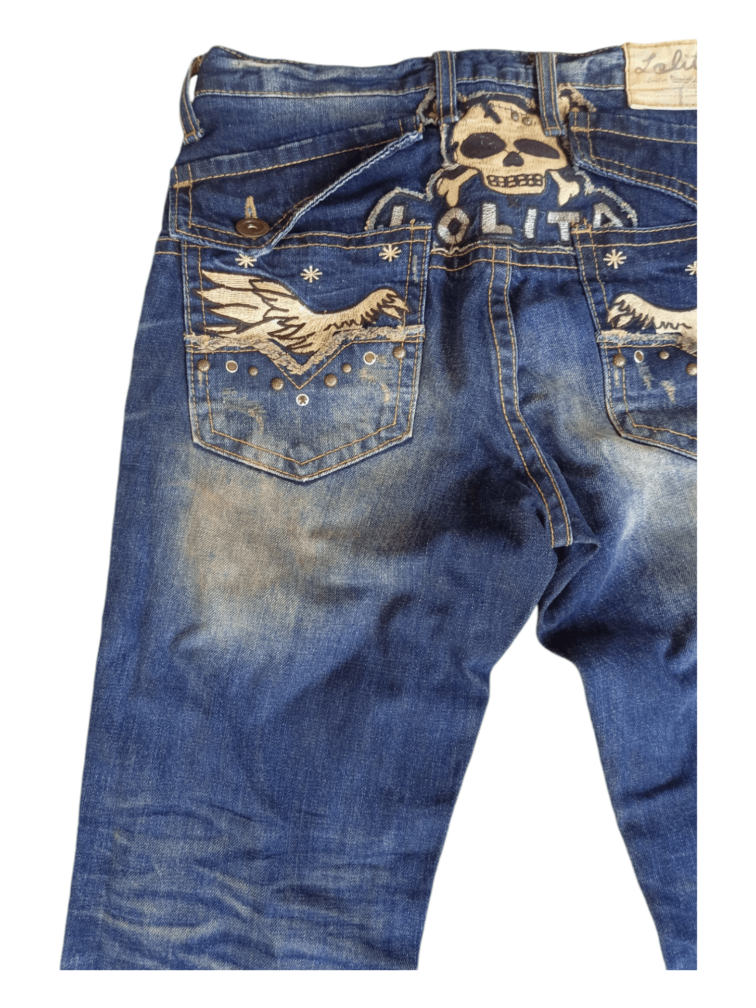 Japanese Brand Crazy Lolita Skulls Embroidery Mud Max Jeans Size US 28 / EU 44 - 4 Thumbnail
