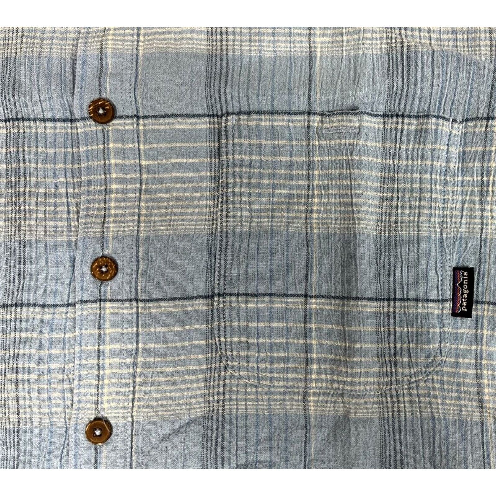 Patagonia Patagonia Shirt Short Sleeve Button-Up Organic Cotton Plaid sz L Blue Mens Size US L / EU 52-54 / 3 - 5 Thumbnail