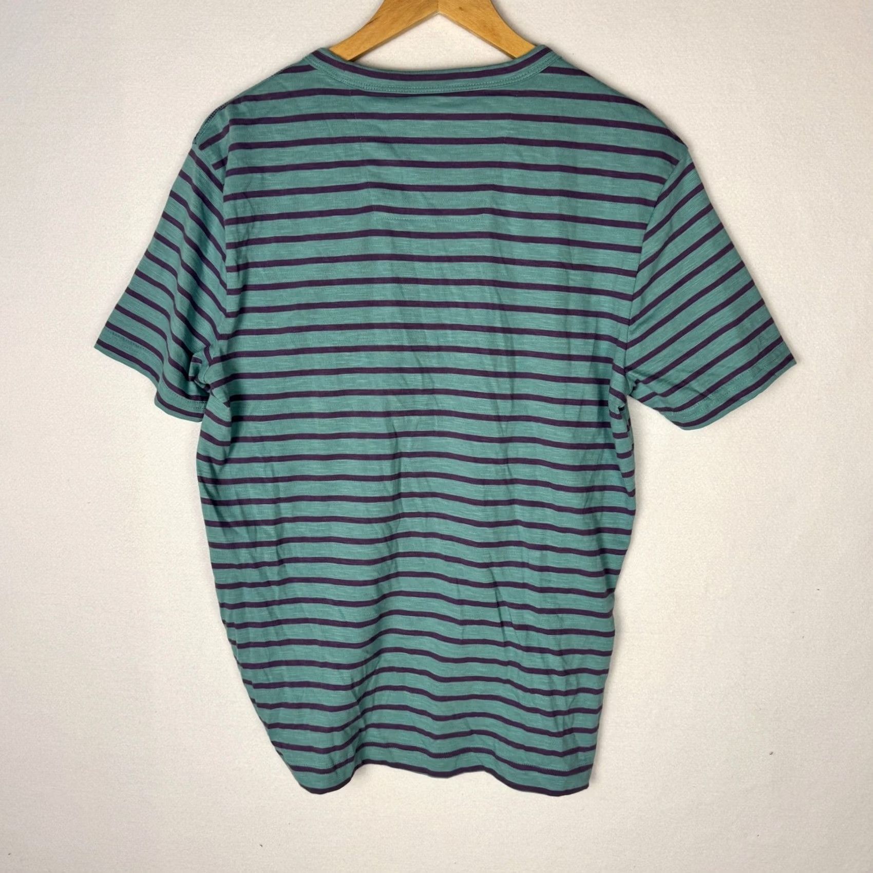Nautica Nautica Jeans Co Mens S Striped Crewneck T-Shirt Dusty Turquoise Purple K45510 Size US S / EU 44-46 / 1 - 2 Thumbnail