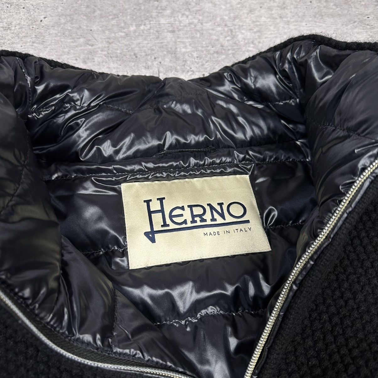 Designer × Herno HERNO Knitted Wool Down Jacket Feathers The Cuff Black Size M / US 6-8 / IT 42-44 - 15 Thumbnail