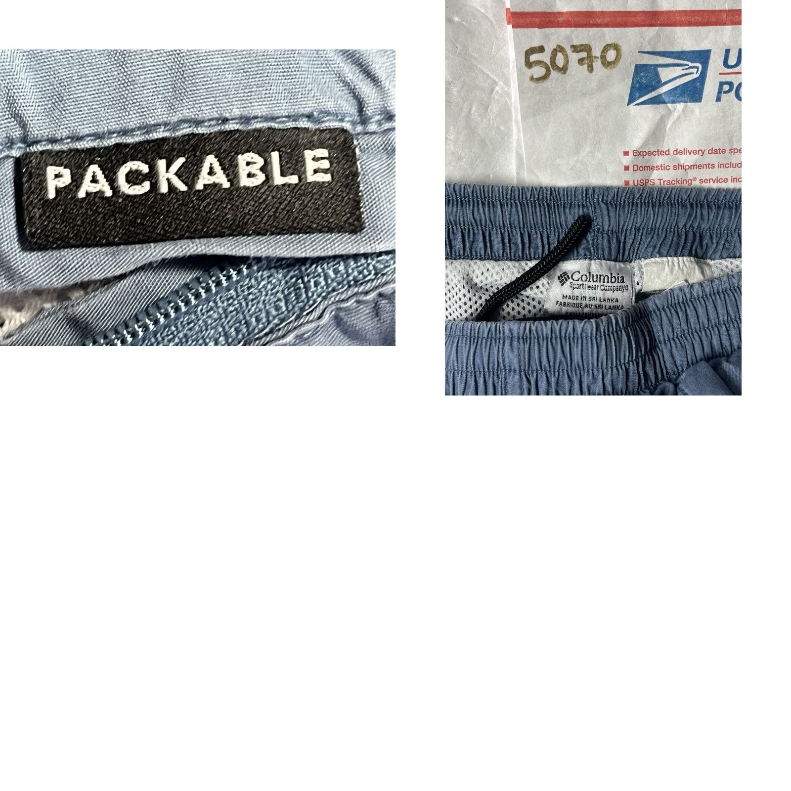 Vintage Columbia Mens Medium Packable Performance Shorts Chino Blue Polyester Cotton Quick Dry Lightweight Pockets Adjustable Waist Elastic Waist See All Pics Size US 31 - 9 Thumbnail