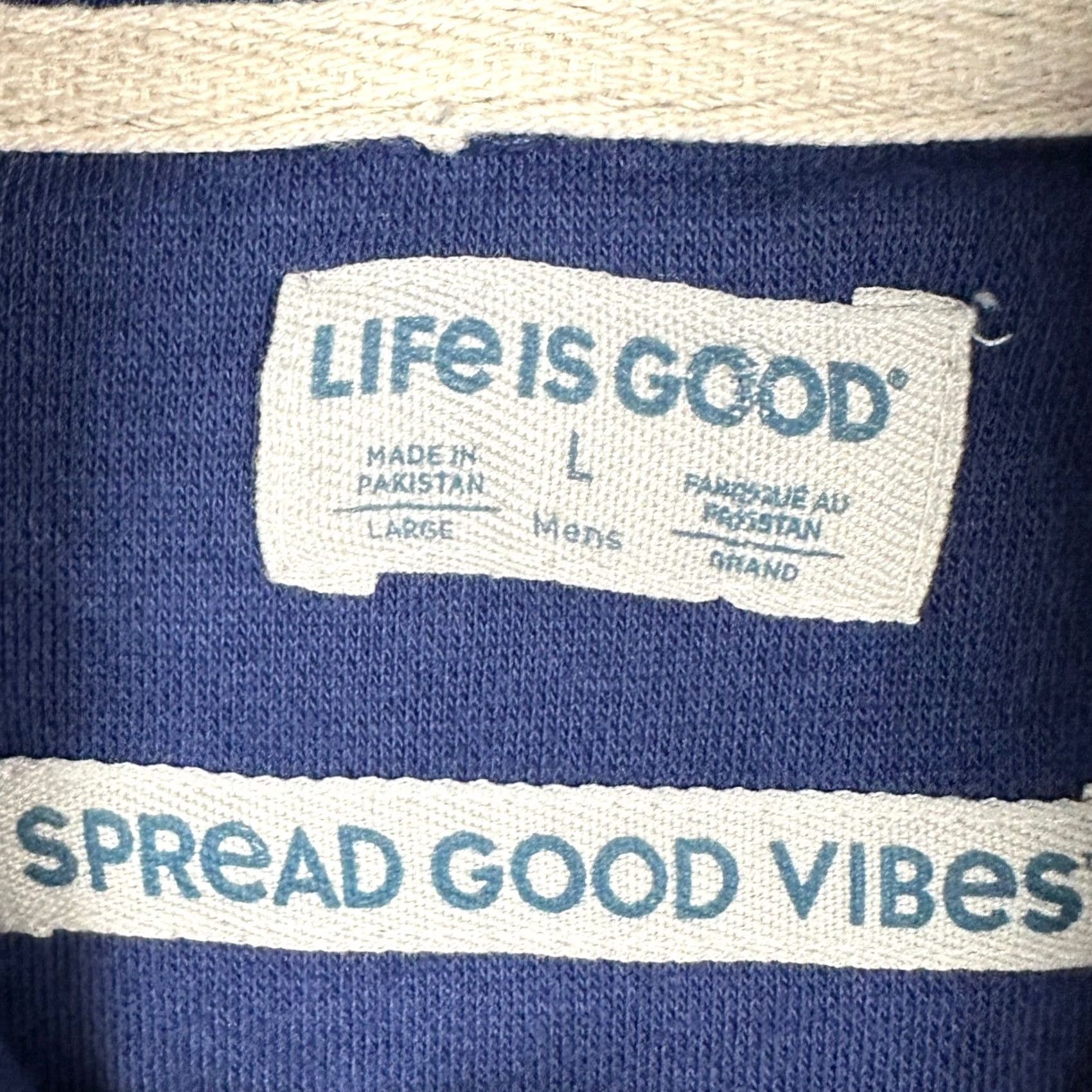 Life is Good Life is Good Hoodie Men L Navy Blue Graphic Spread Good Vibes Pullover Kangaroo Pocket Hooded EUC Size US L / EU 52-54 / 3 - 4 Thumbnail