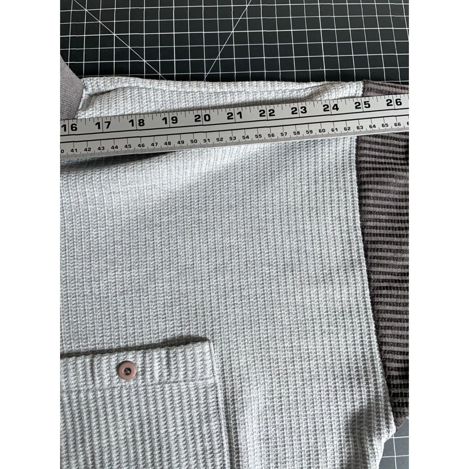 Vintage 80s Waffle Knit Long Sleeve Polo Shirt Adult Large Gray Blue Striped Huk-a-poo Size US L / EU 52-54 / 3 - 7 Thumbnail