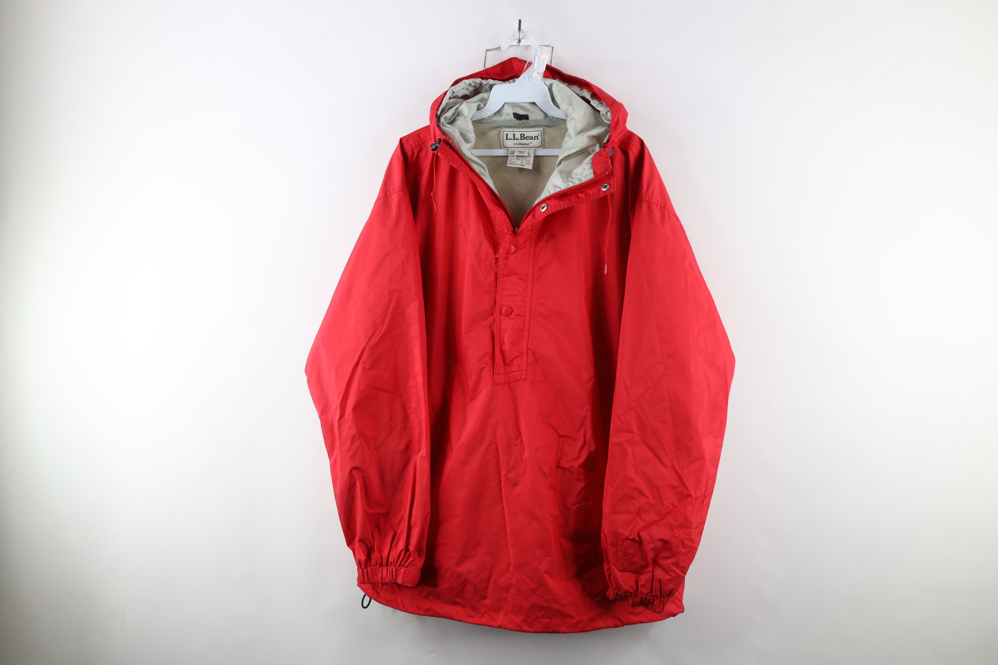 L.L. Bean × Vintage Vintage 90s LL Bean Waterproof Hooded Anorak Jacket Red Size US L / EU 52-54 / 3 - 1 Thumbnail