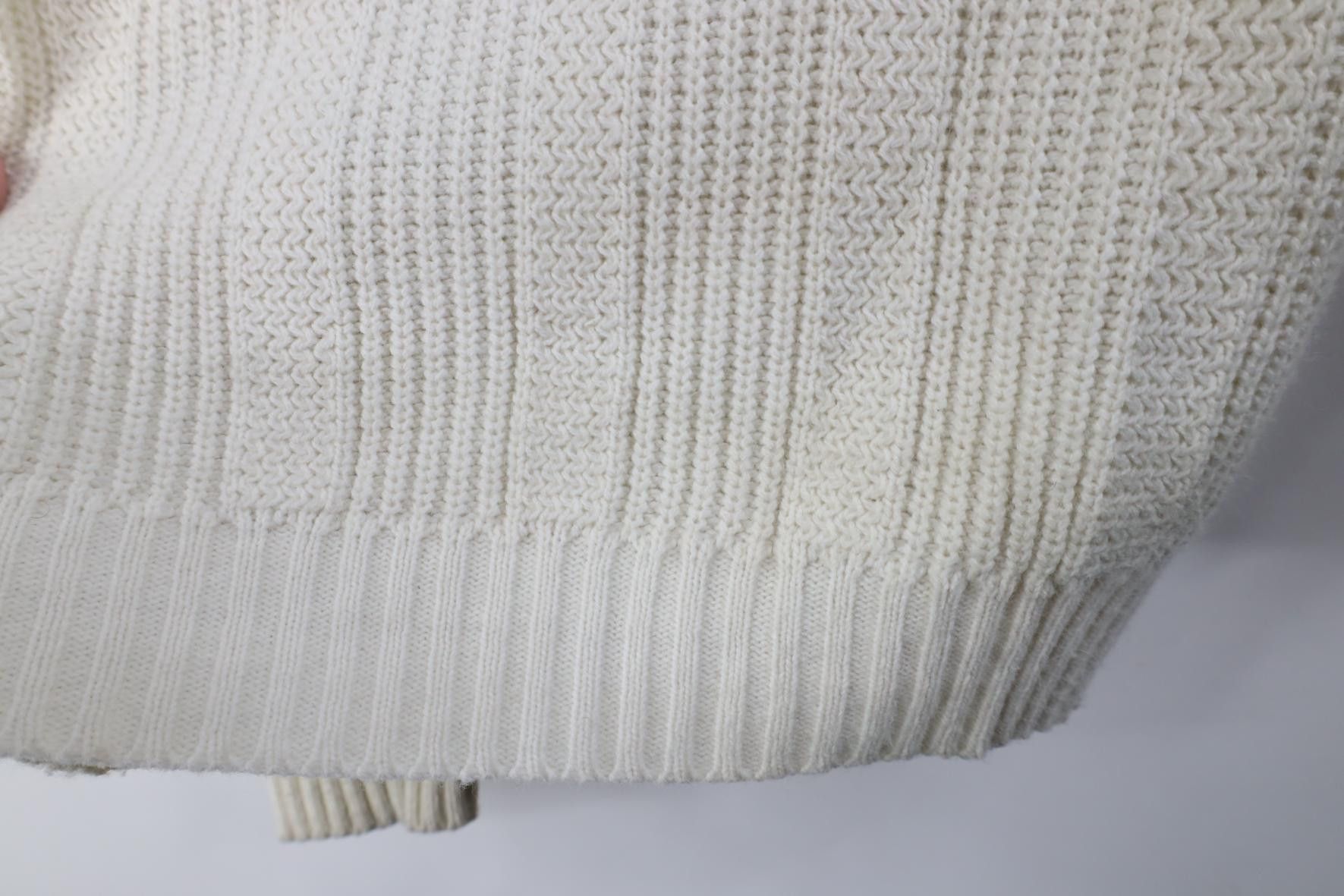 Vintage Vintage 70s Streetwear Zig Zag Ribbed Knit Sweater Cream USA Size US L / EU 52-54 / 3 - 6 Thumbnail