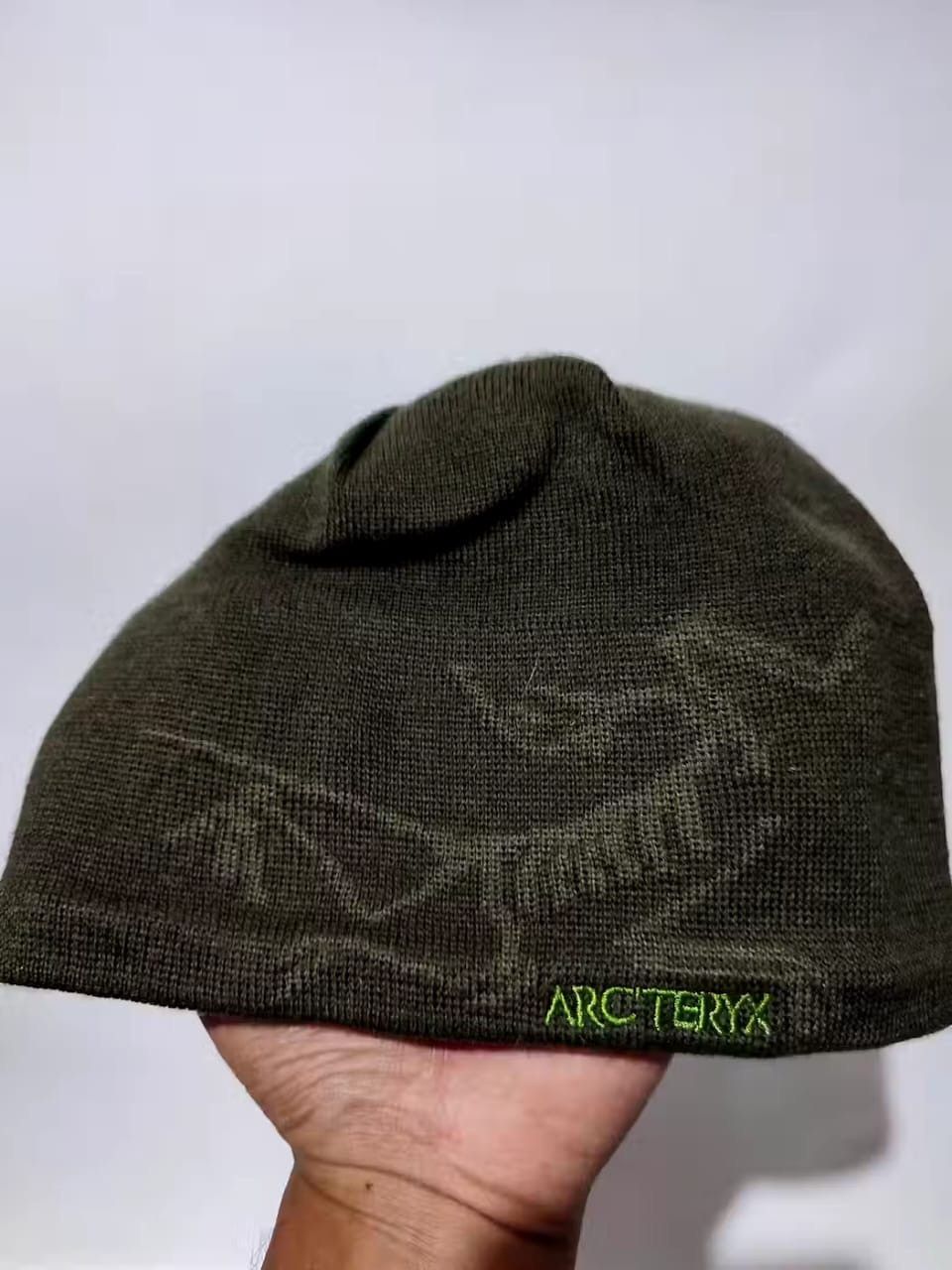 image of Arcteryx Big Logo Beanie Olive Hats, Men's