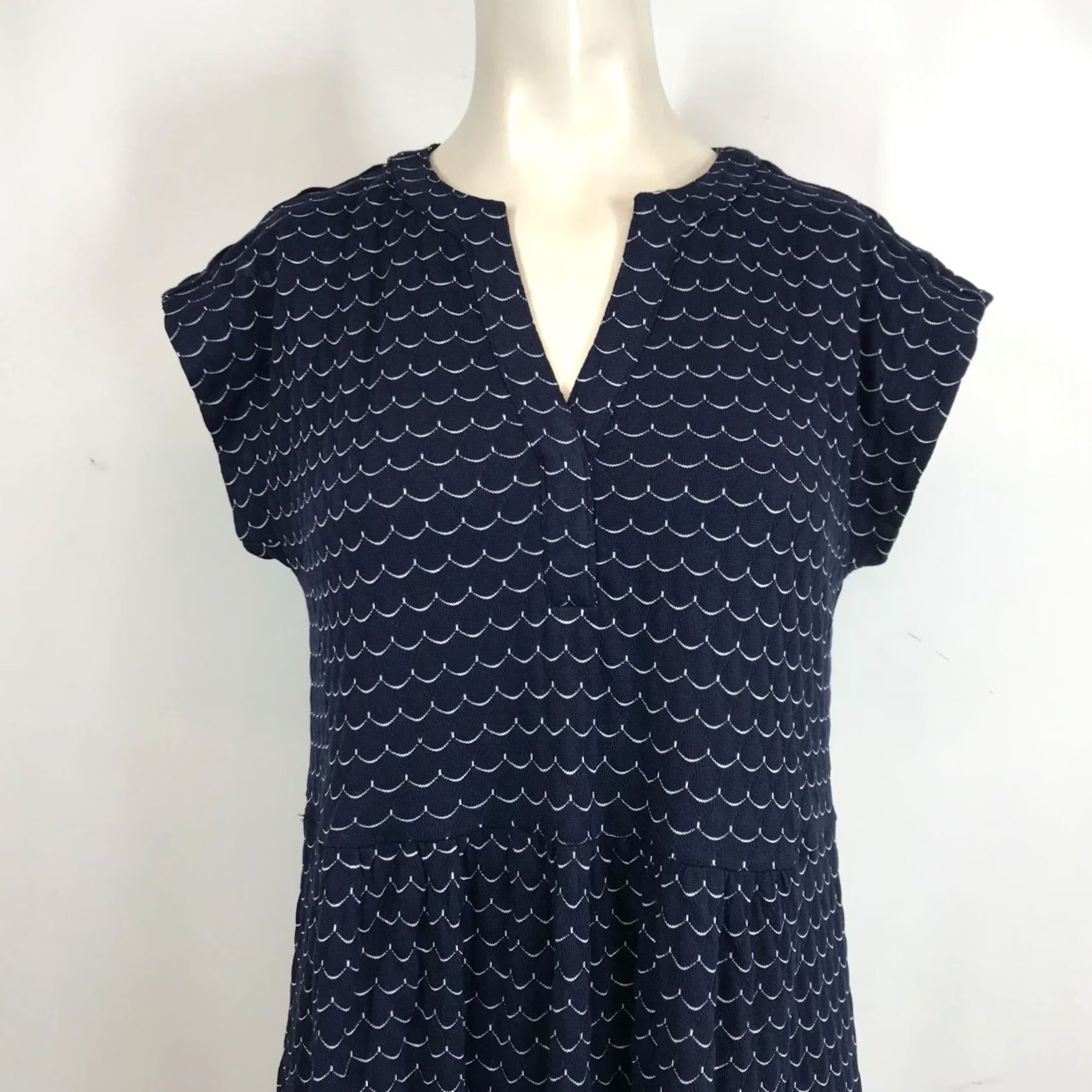 Loft LOFT Womens S Navy V Neck Short Sleeve Polyester Blend Dress Size 28" / US 6 / IT 42 - 2 Thumbnail