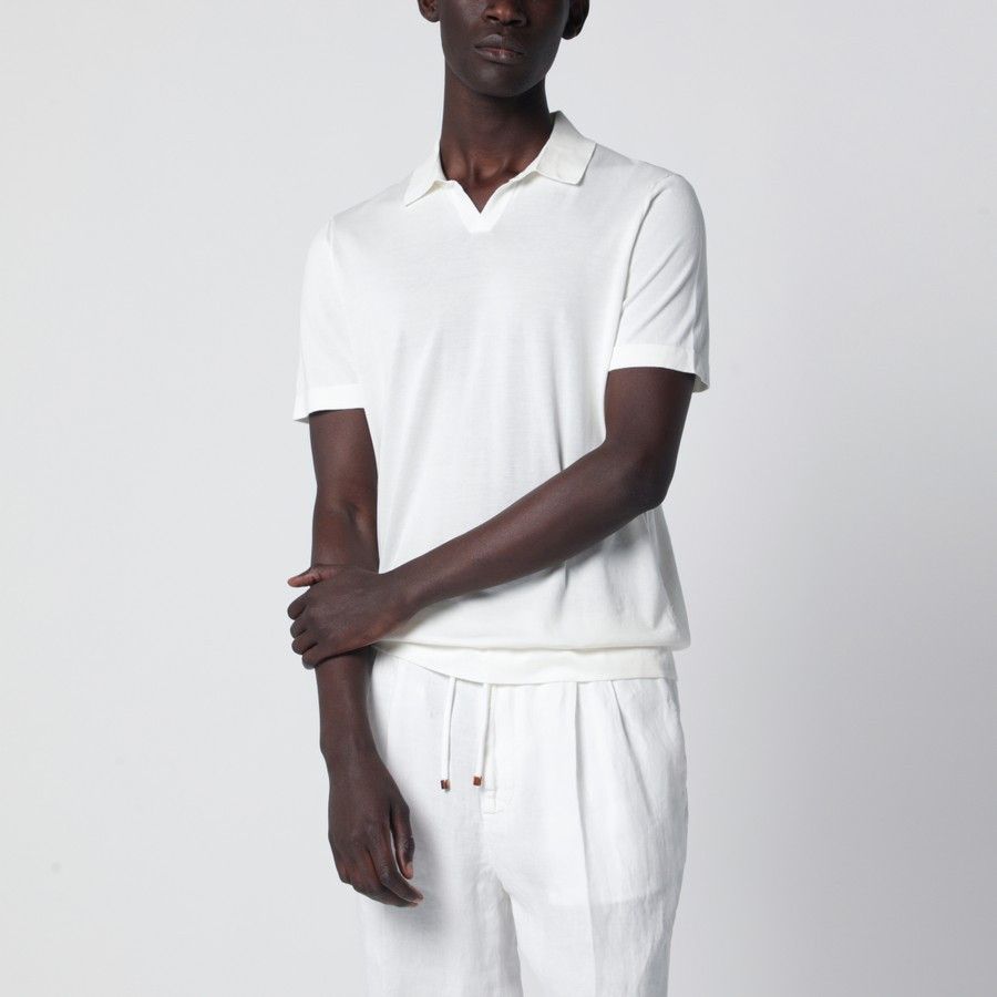 Drumohr o1d2blof0226 Cotton Polo Shirt in White Size US M / EU 48-50 / 2 - 1 Thumbnail