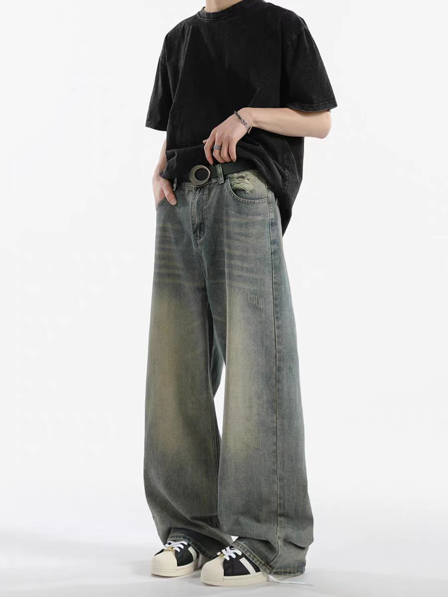 Vintage Washed and distressed baggy straight-leg jeans Size US 32 / EU 48 - 1 Thumbnail