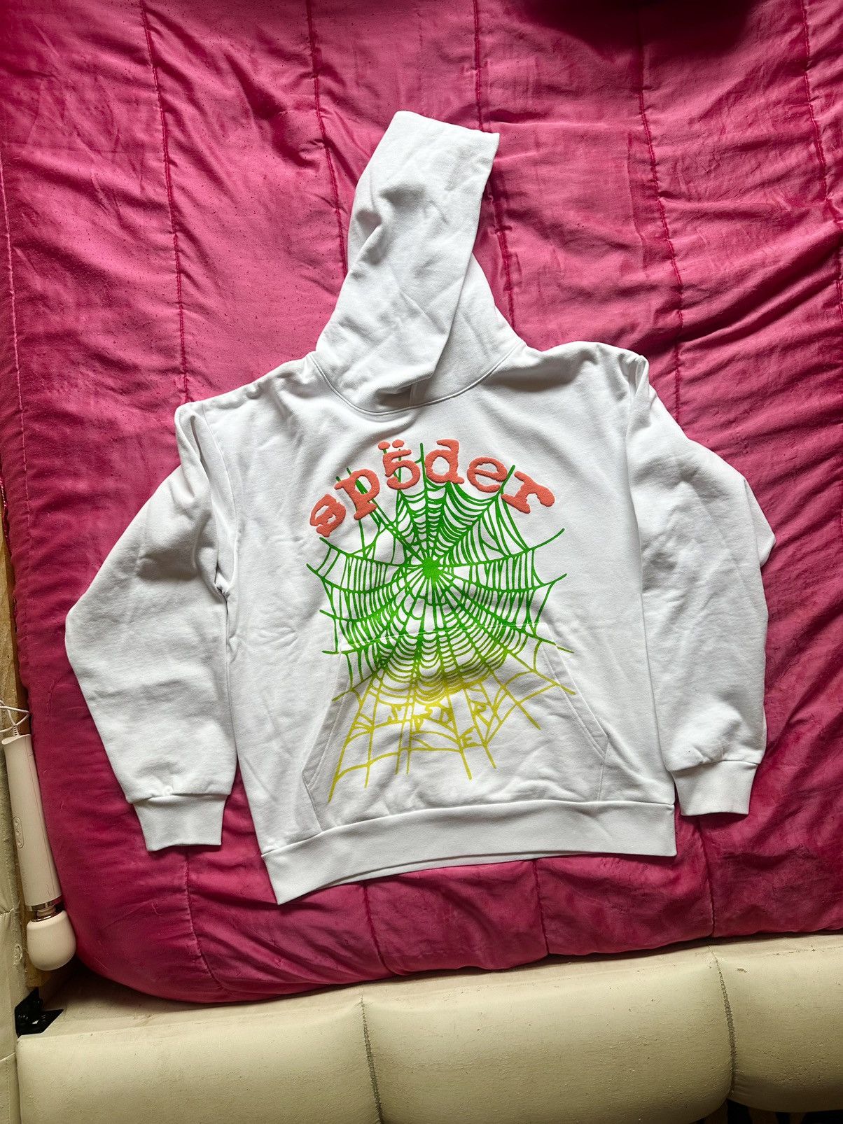 Sp5der OG Rhinestone Hoodie White | Restock AR