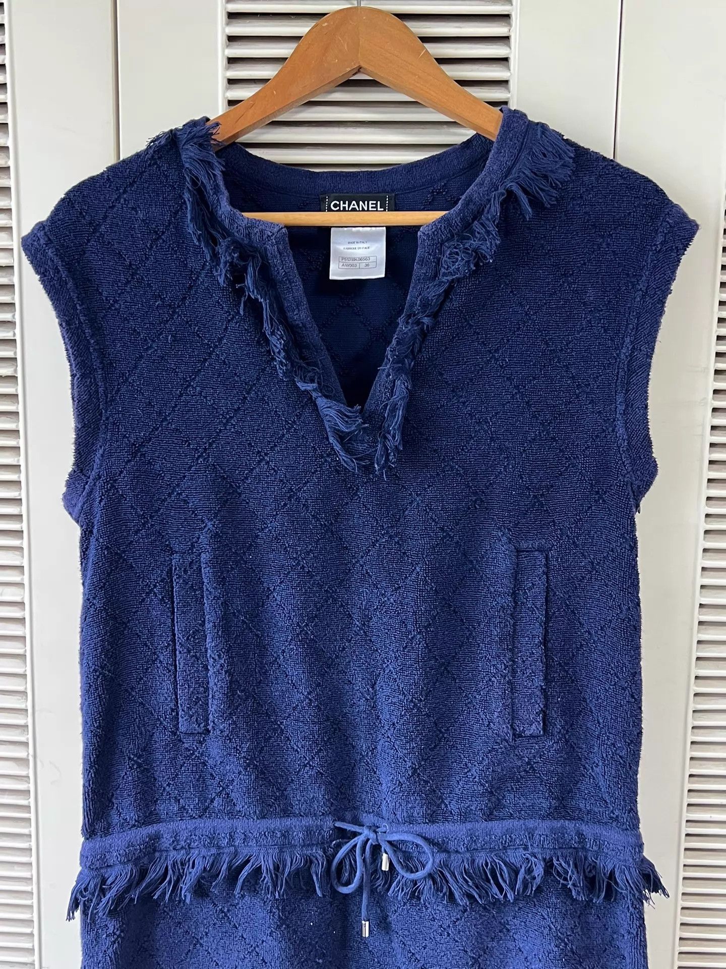 Chanel Chanel Dark Blue Tassel V-Neck Dress 36 Size XS / US 0-2 / IT 36-38 - 3 Thumbnail