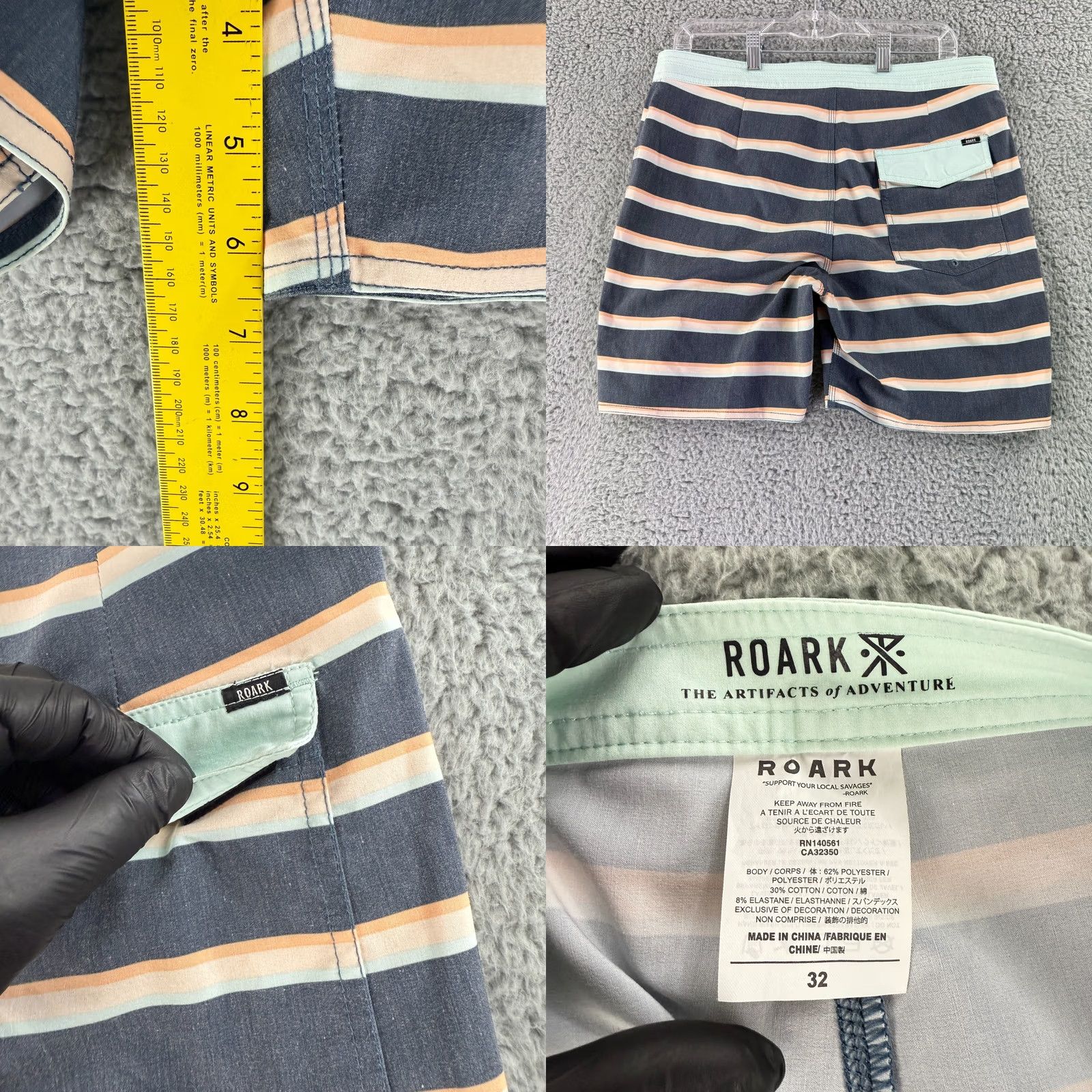 Roark Roark Chiller Ninepin Boardshorts Mens 32 Gray Stripe Surf Beach Outdoors Board Shorts Mens 32 Gray Stripe Beach Outdoors Size US 32 / EU 48 - 8 Thumbnail