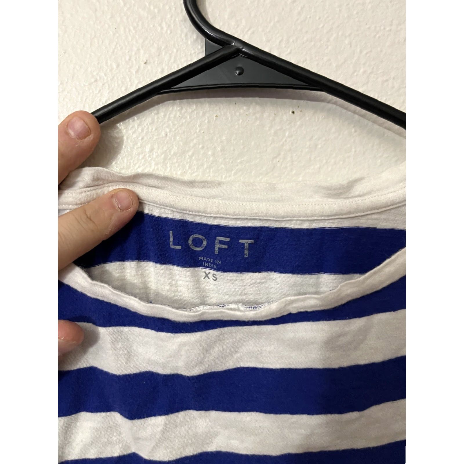 Loft VINTAGE White Cotton Tank Top Blue Striped Women XS Casual Lightweight Size XS / US 0-2 / IT 36-38 - 2 Thumbnail