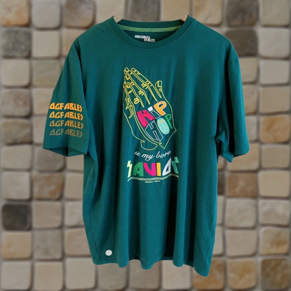Praying VINTAGE Original Fables T-Shirt Mens XL Green Hip Hop Y2K