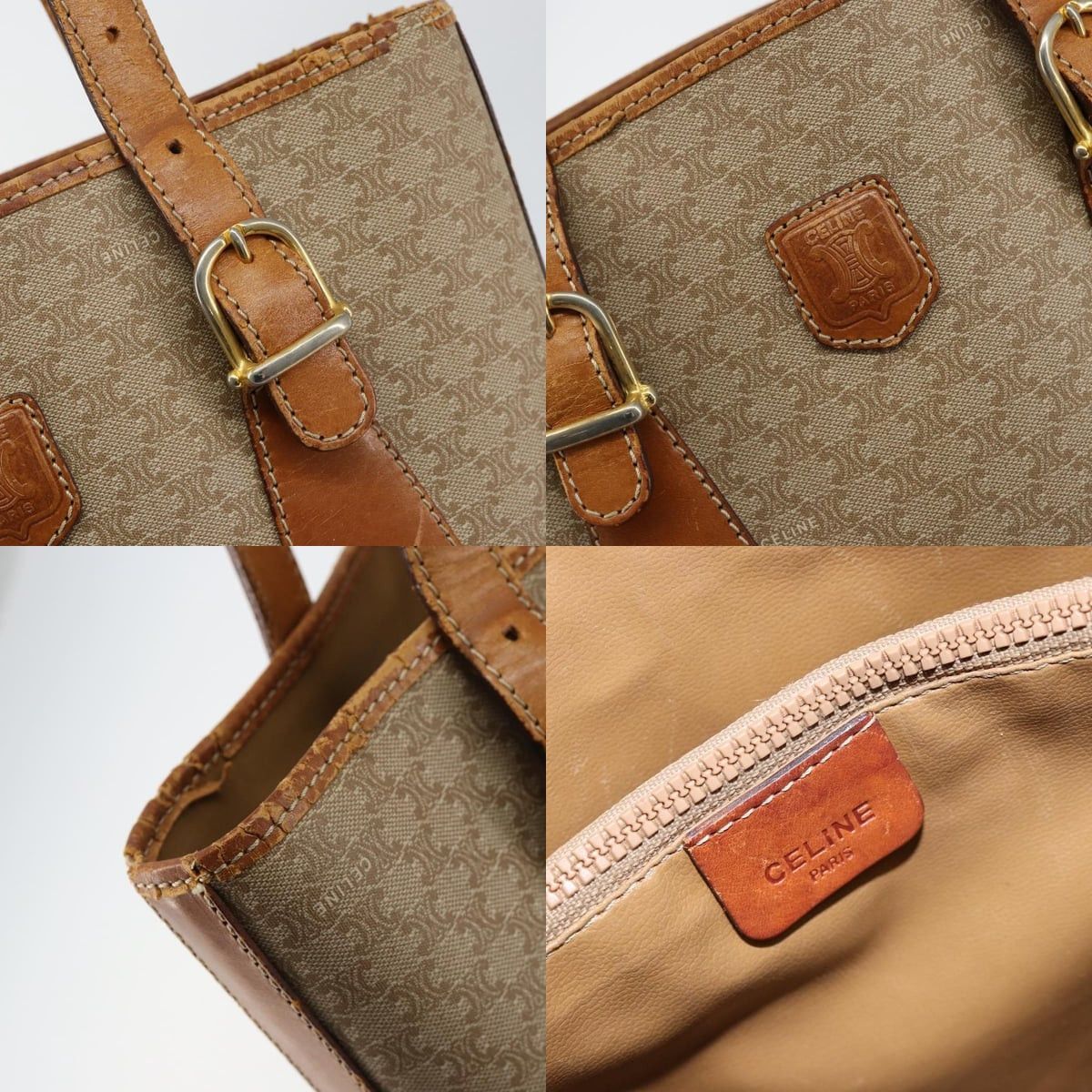 Celine CELINE Macadam Canvas Tote Bag Pvc Beige Gold Size ONE SIZE - 11 Thumbnail