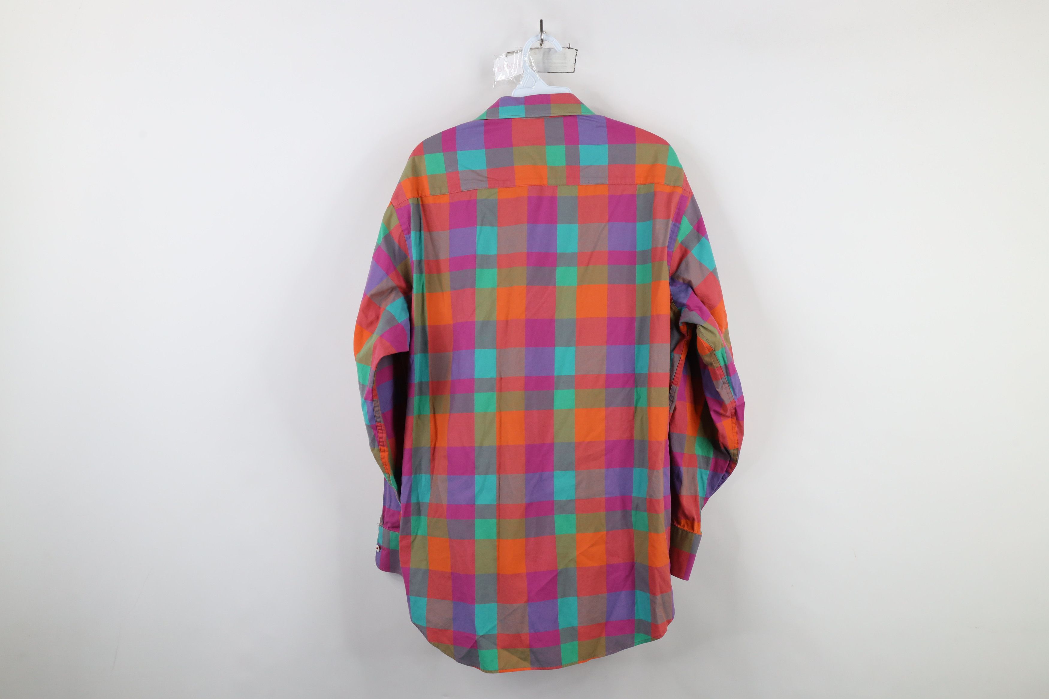 Vintage Bugatchi Uomo Checkered Plaid Collared Button Shirt Cotton Size US XL / EU 56 / 4 - 11 Thumbnail