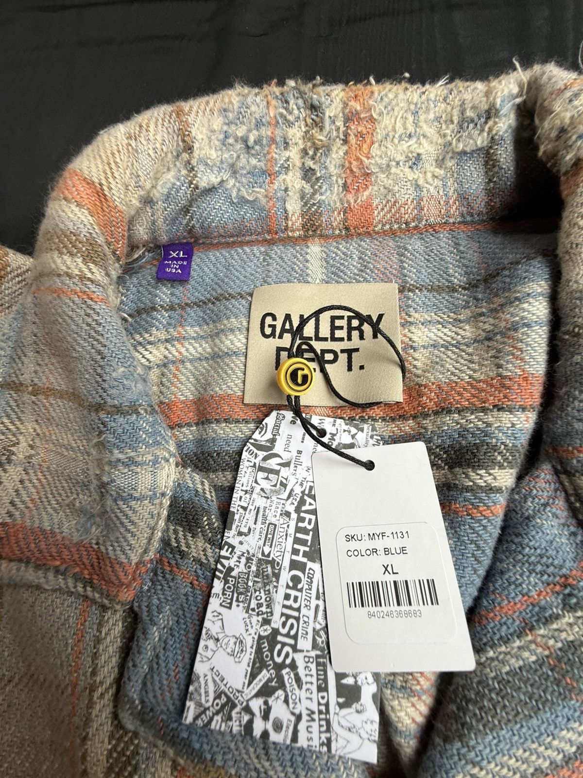 Gallery Dept. Gallery Dept Marley Distressed Checked Cotton-Flannel Shirt Size US XL / EU 56 / 4 - 24 Thumbnail
