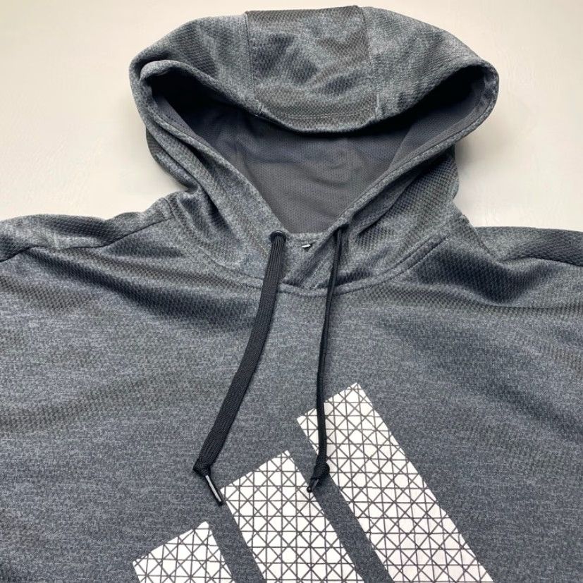 Adidas VINTAGE Adidas ClimaWarm Gray Hoodie XL Grid Logo Pullover Sweatshirt Drawstring 8144 Size US XL / EU 56 / 4 - 6 Thumbnail
