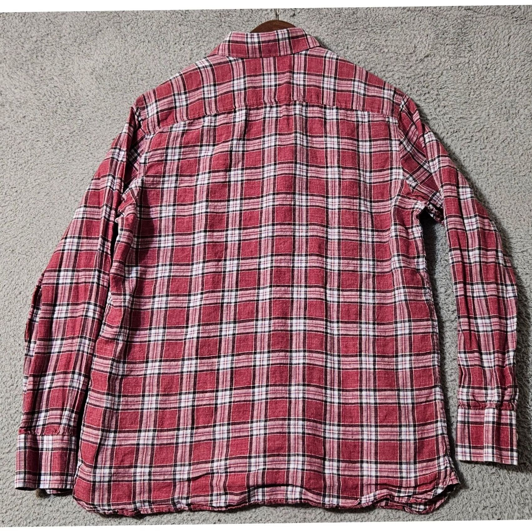 Murano Murano Baird McNutt Linen Shirt Men's Medium Red Plaid Checkered Button Down Size US M / EU 48-50 / 2 - 2 Thumbnail