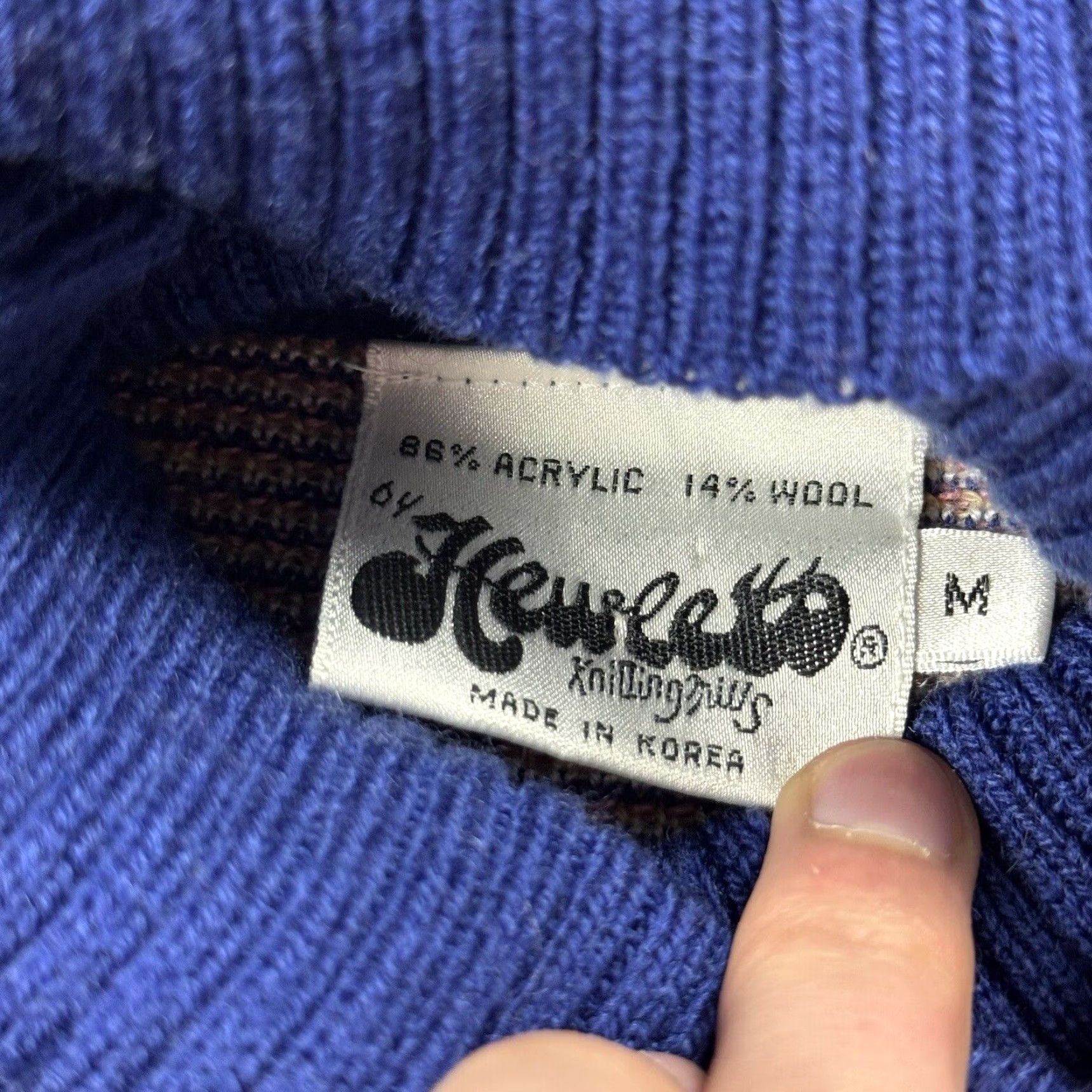 Vintage VINTAGE Hewlett Boho Floral Turtleneck Knit Sweater Womens Medium Blue 70s Size M / US 6-8 / IT 42-44 - 5 Thumbnail