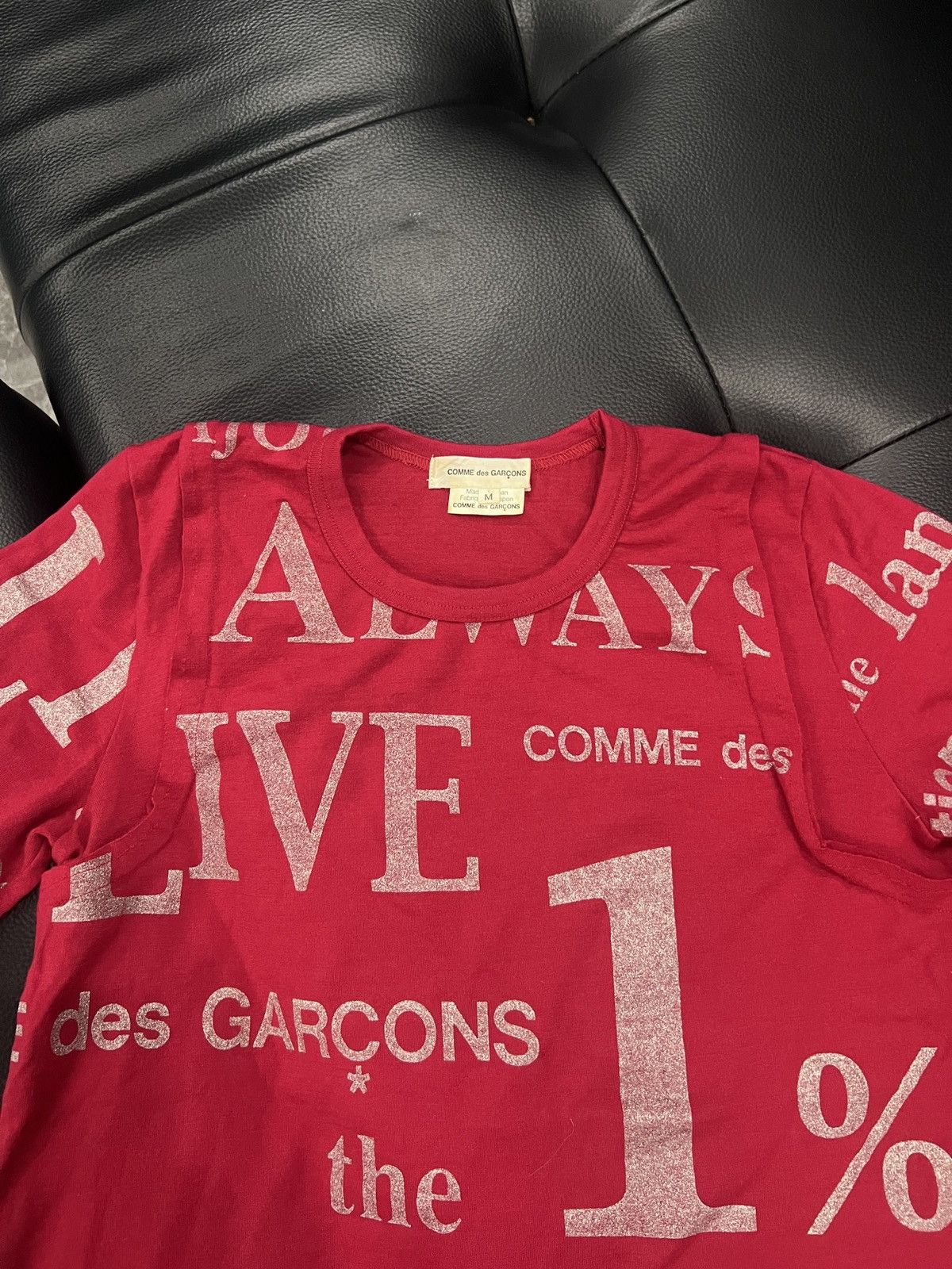 Comme des Garcons Comme des Garçons AW03 Glitter Slogan Patchwork T-Shirt Size US M / EU 48-50 / 2 - 3 Thumbnail