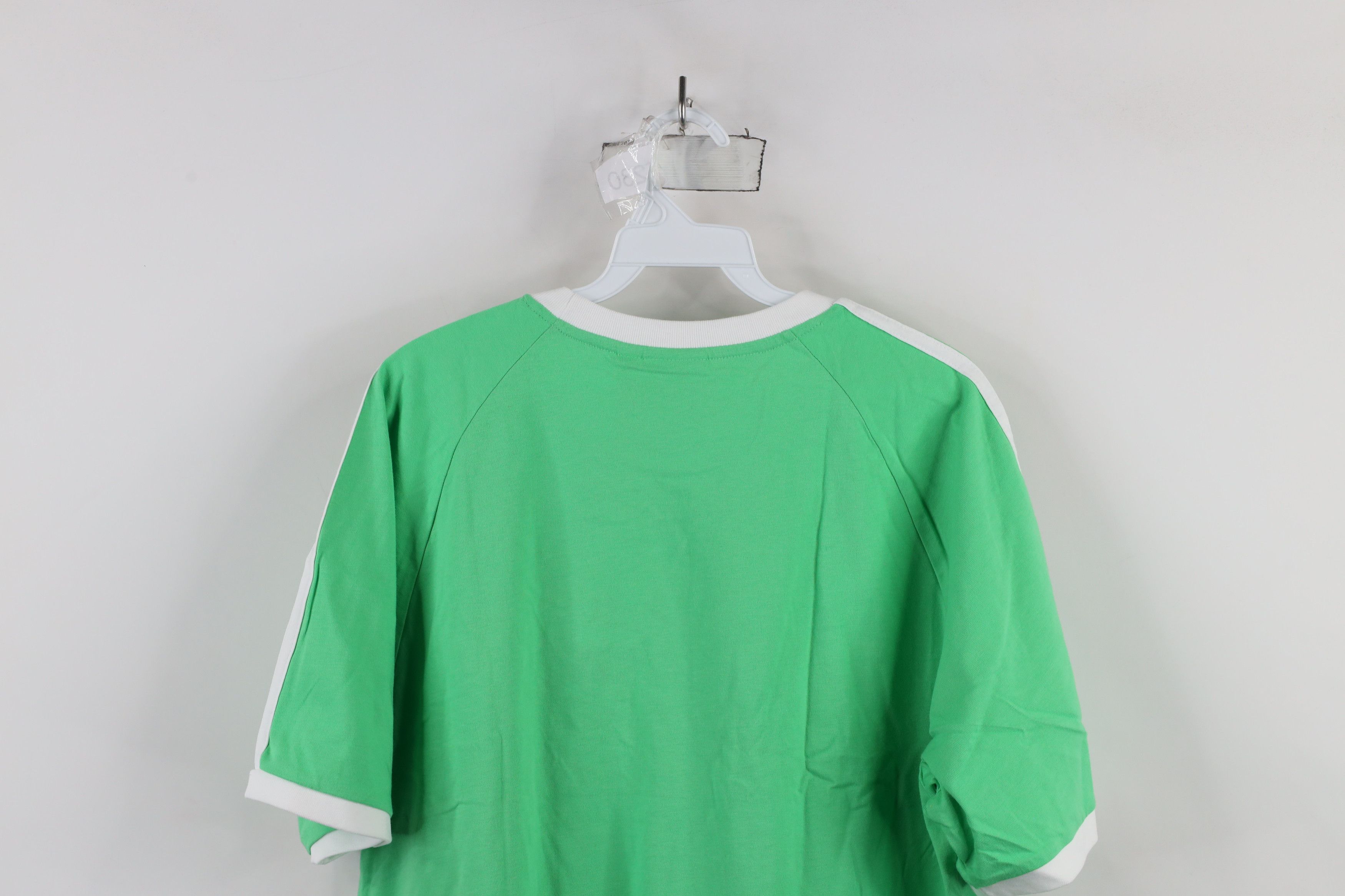 Adidas × Vintage New Adidas Trefoil Striped Short Sleeve Ringer T-Shirt Lime Size US L / EU 52-54 / 3 - 10 Thumbnail