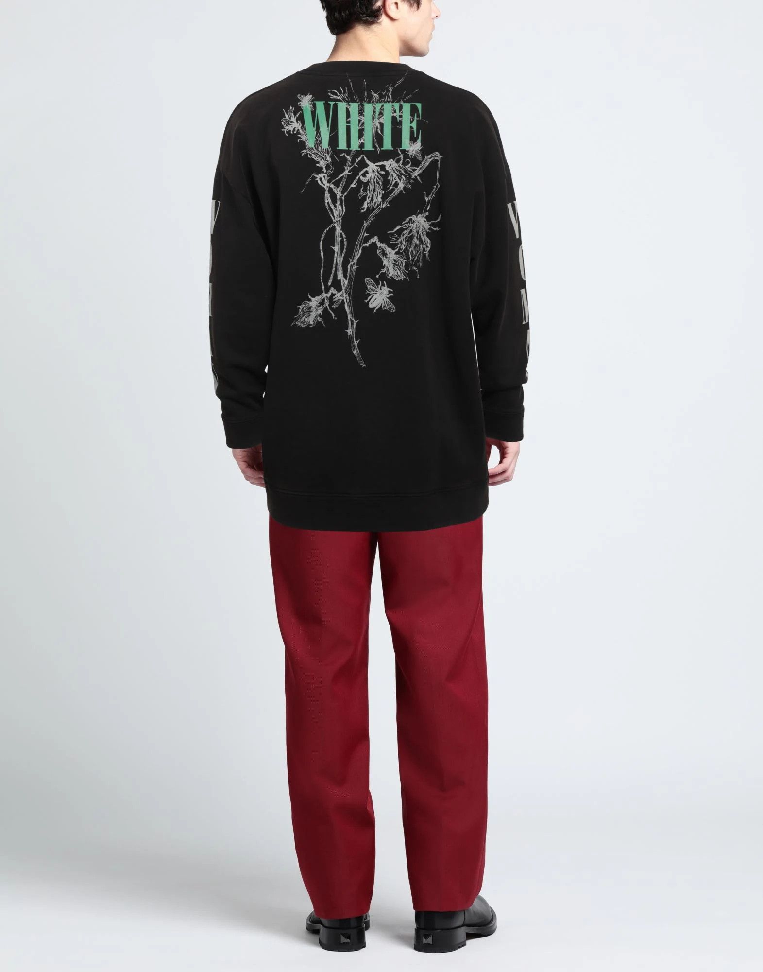 Off-White Black Floral Logo Print Oversized Sweatshirt Size XS / US 0-2 / IT 36-38 - 7 Thumbnail