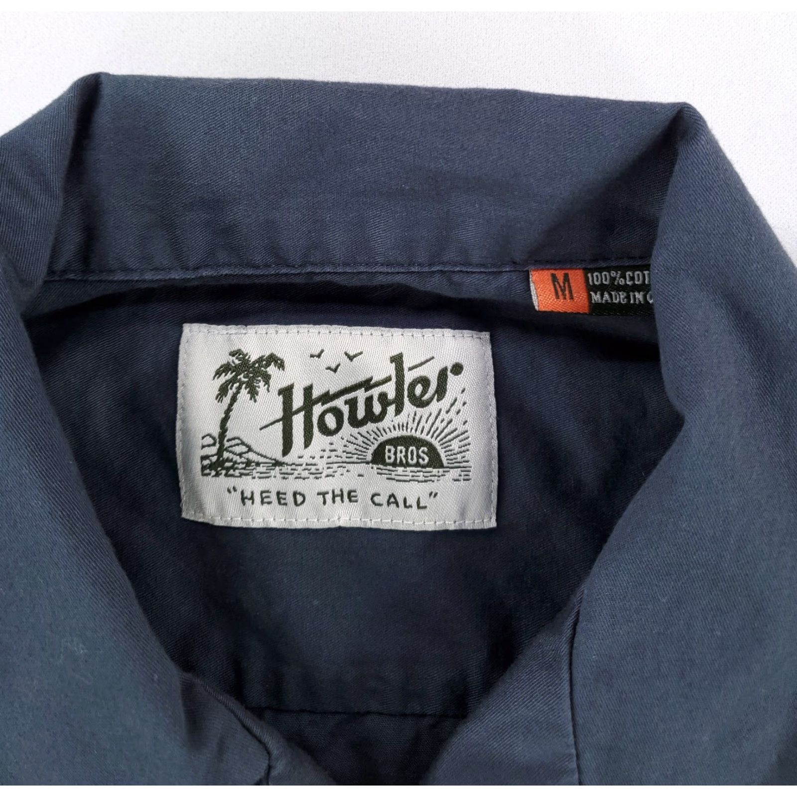 Howler Brothers Howler Bros Short Sleeve Button Up Shirt Loop Collar Dark Blue Grey Mens M Size US M / EU 48-50 / 2 - 3 Thumbnail