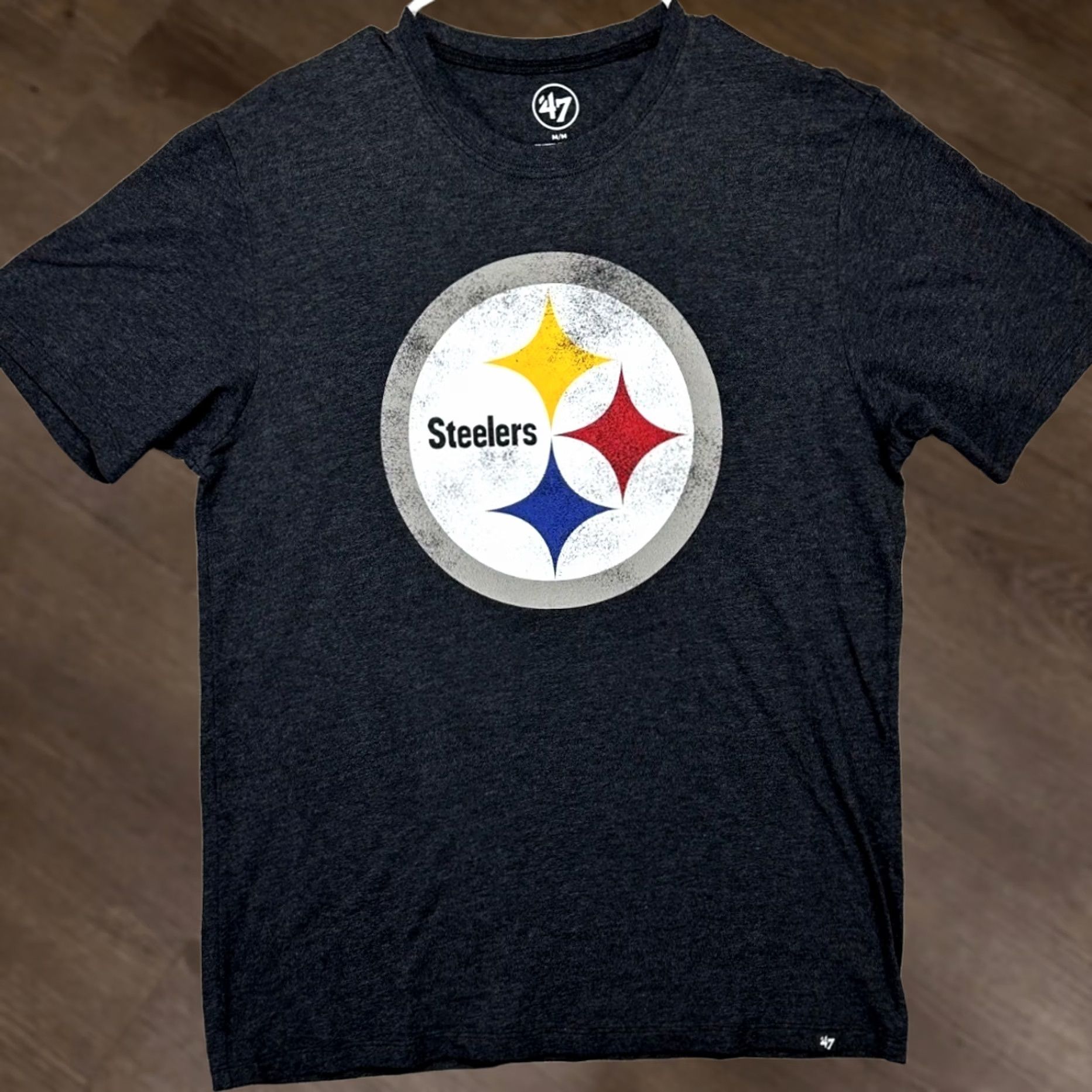 NFL Pittsburgh Steelers T-Shirt Mens Medium Gray Crewneck 47 Brand NFL Football Logo Short Sleeve Cotton Polyester Blend Sports Retro Shirt Size US M / EU 48-50 / 2 - 1 Thumbnail