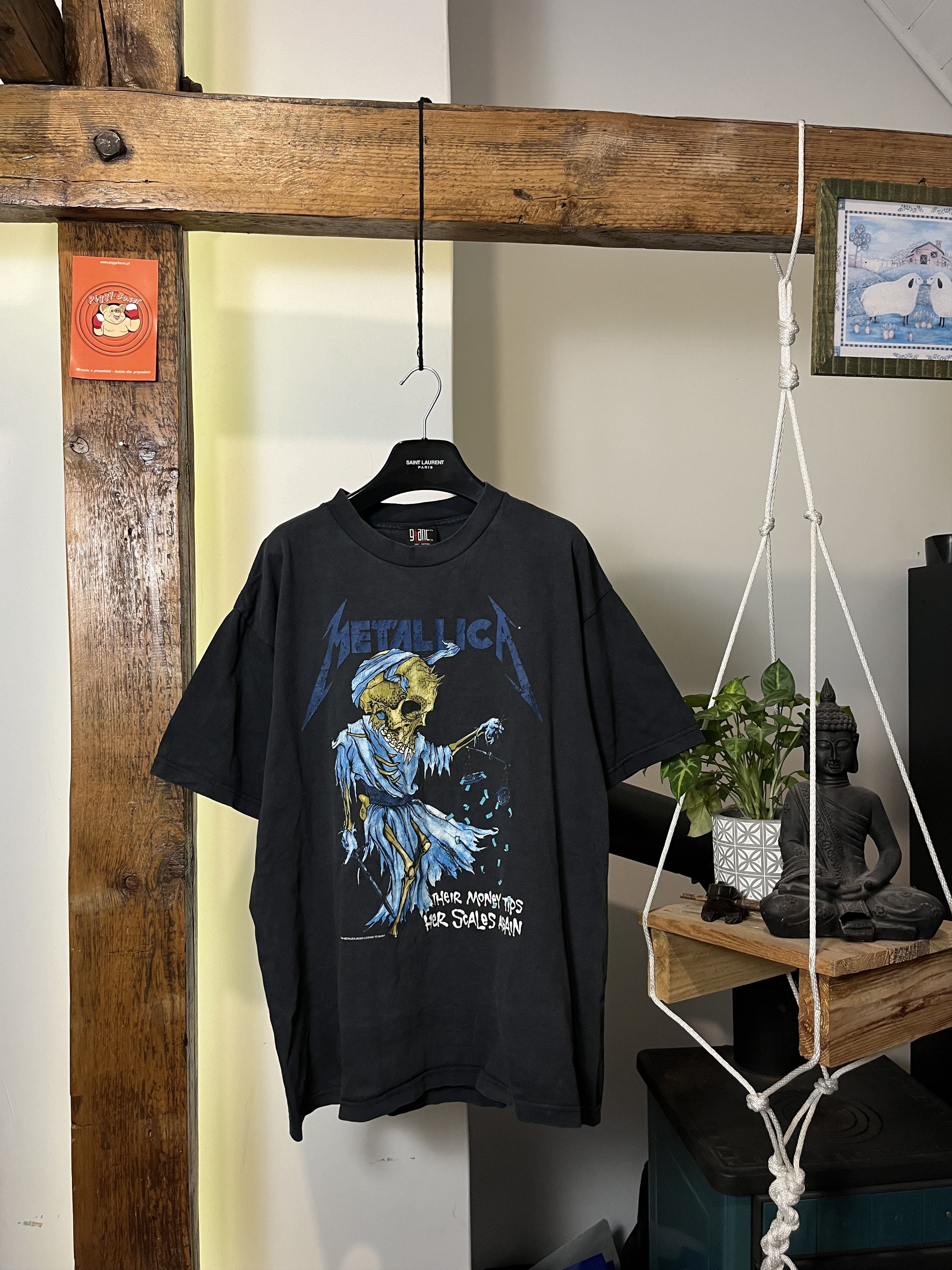 Metallica “Their Money Tips Her Scales Again” Graphic Tee – Black, 100% Cotton, Men’s Regular Fit