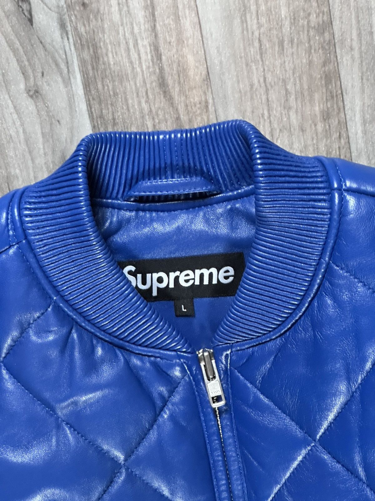 Supreme Quilted Leather Work Jacket Royal - www.rajagirimanappuram.com
