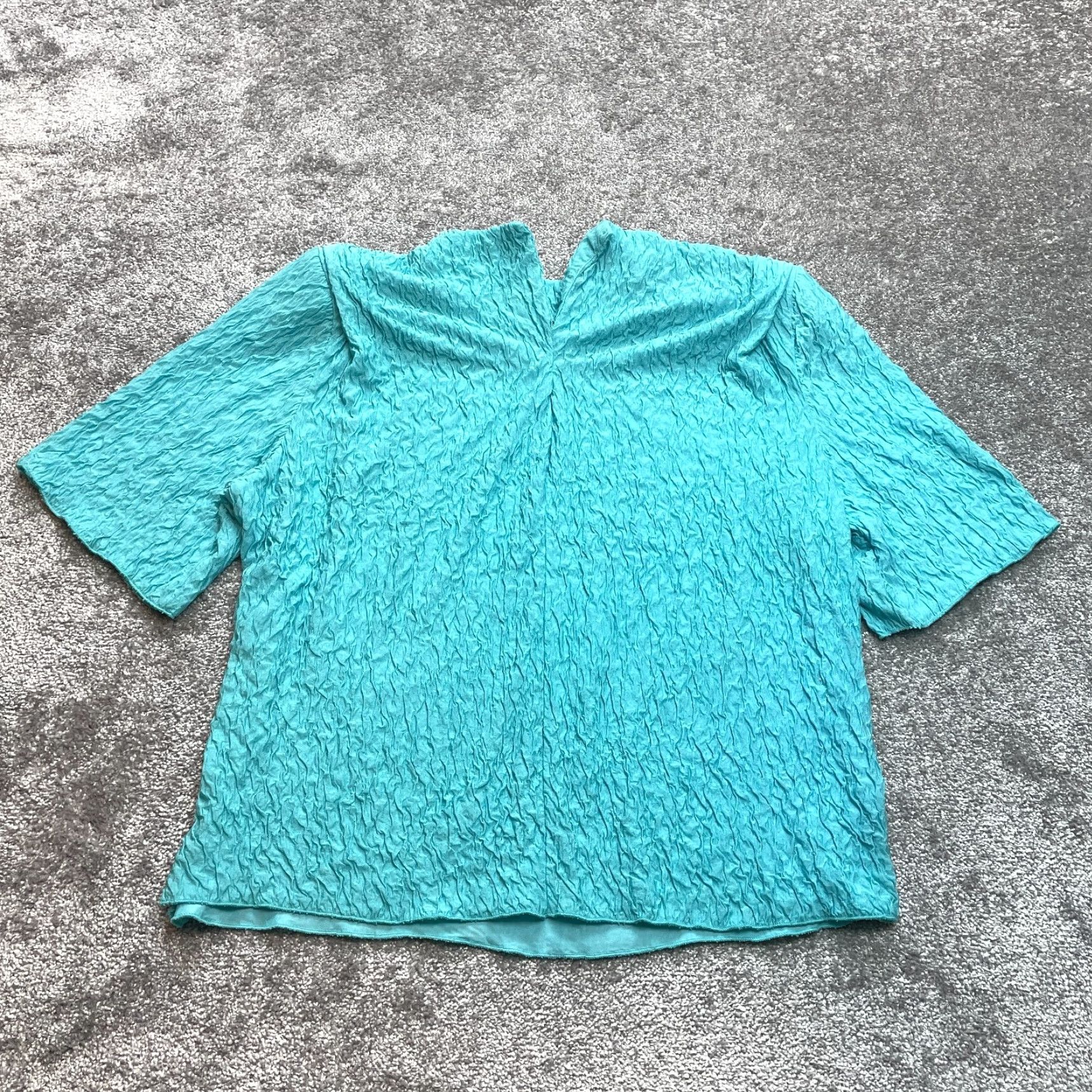 Vintage VINTAGE Unbranded Blouse Jacket Top Womens 2XL Blue Short Sleeve Textured Pullover Pads Size XXL / US 16-18 / IT 52-54 - 2 Thumbnail